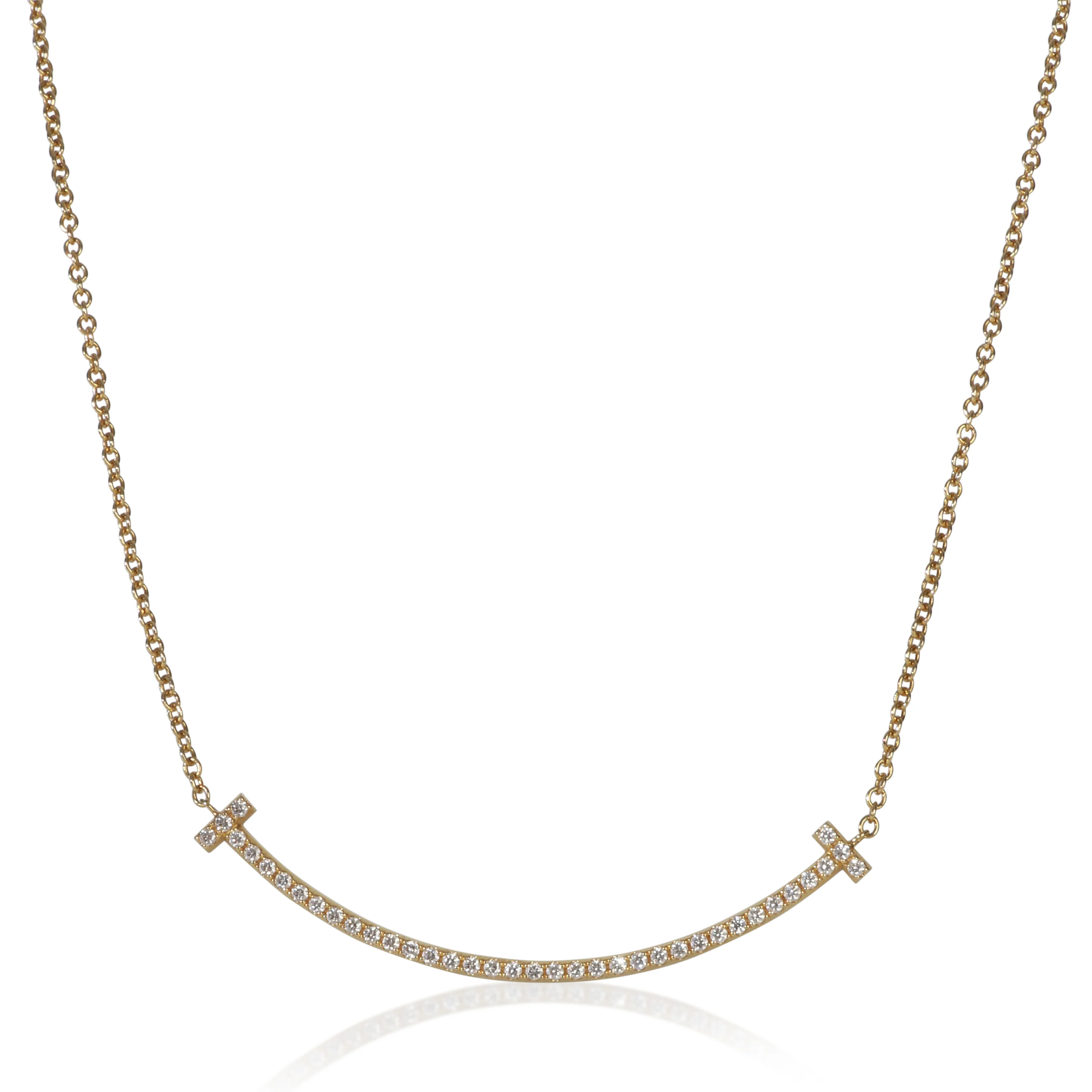 Yellow Gold Diamond Small Model Tiffany T Necklace