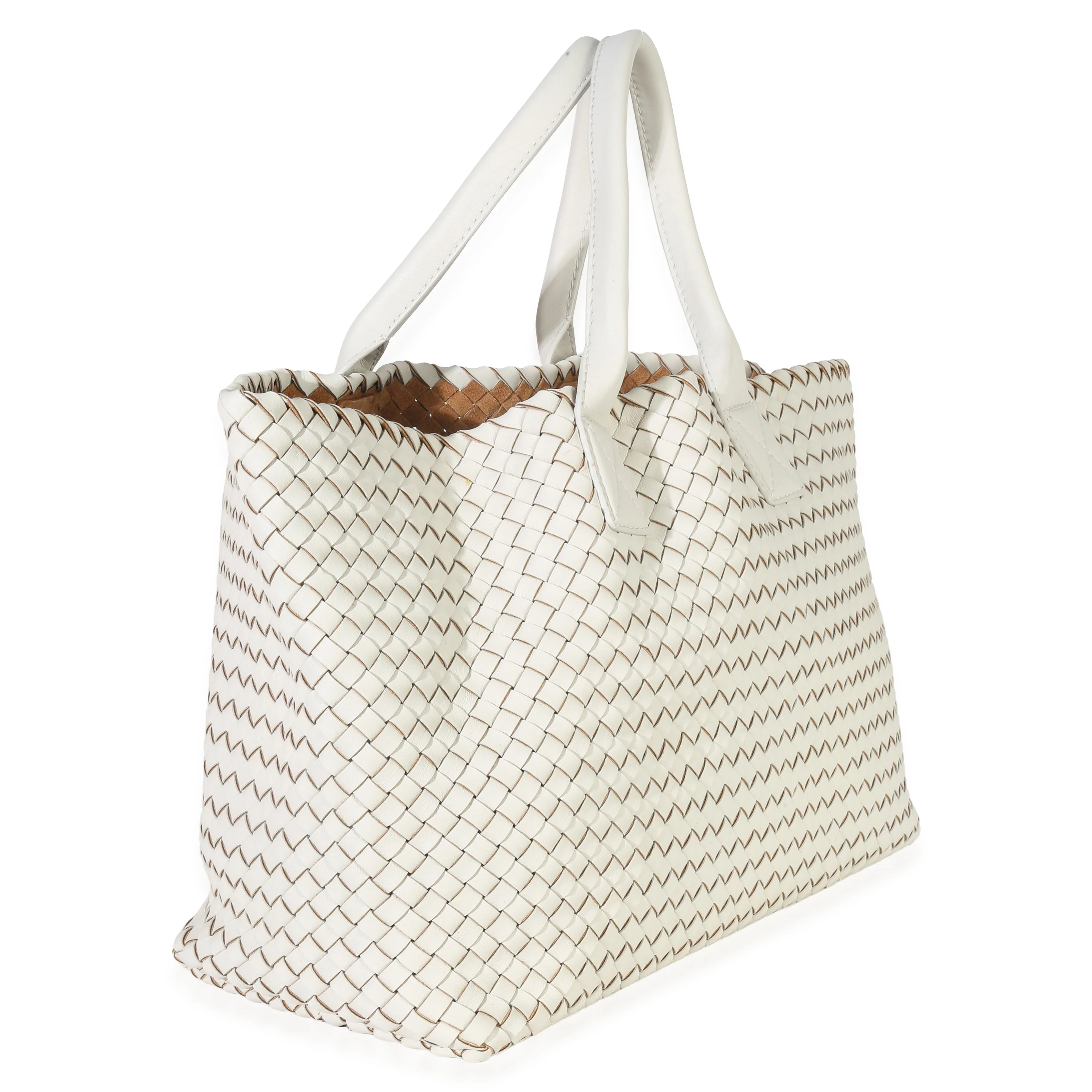 White Nappa Intrecciato Medium Cabat - Image 3