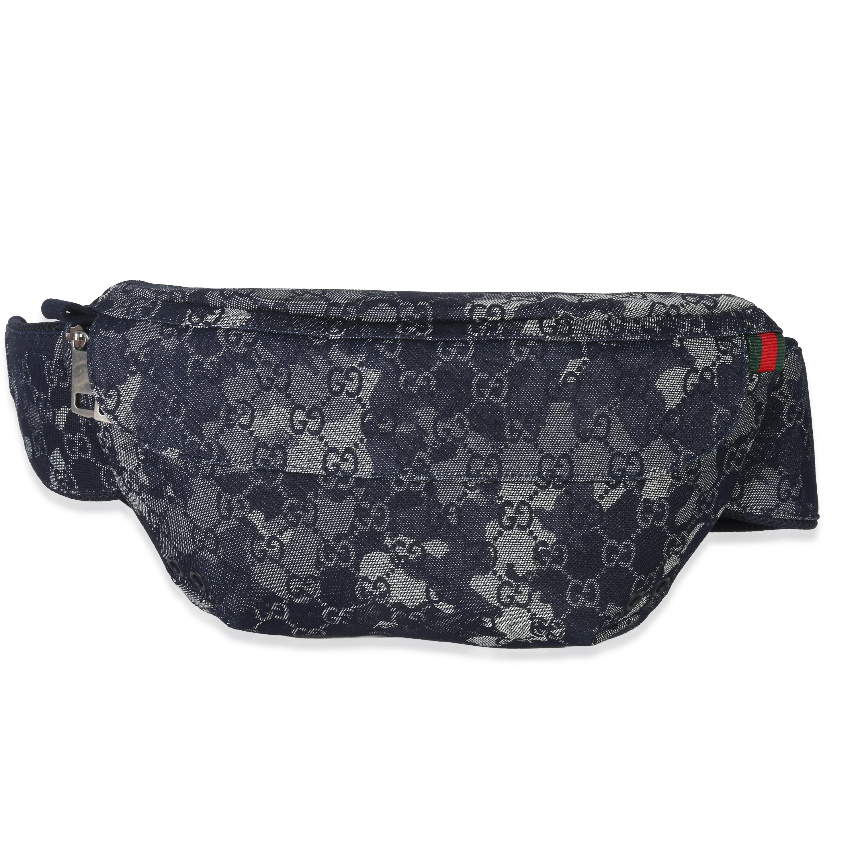 Navy GG Floral Canvas Belt Bag