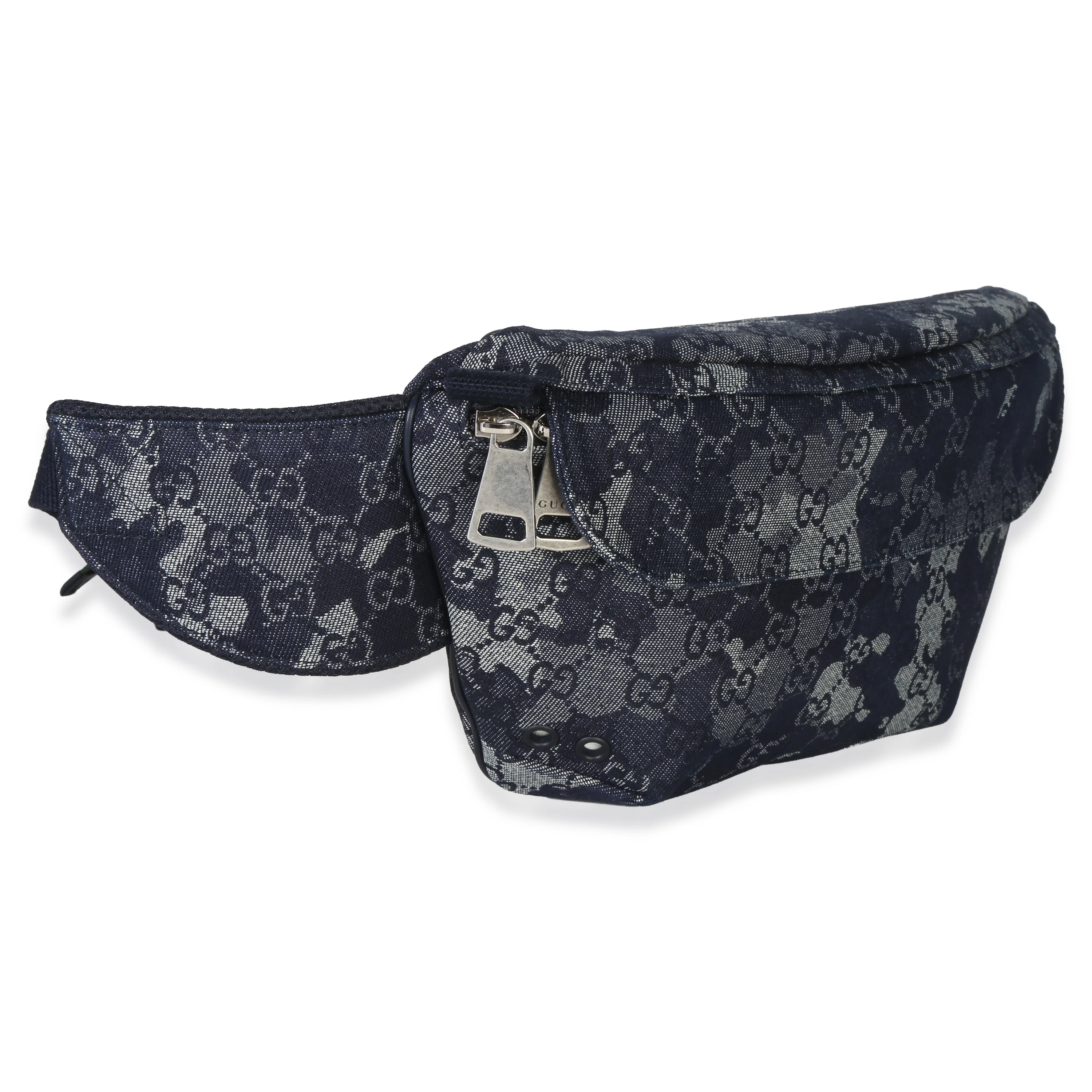 Navy GG Floral Canvas Belt Bag - Image 3