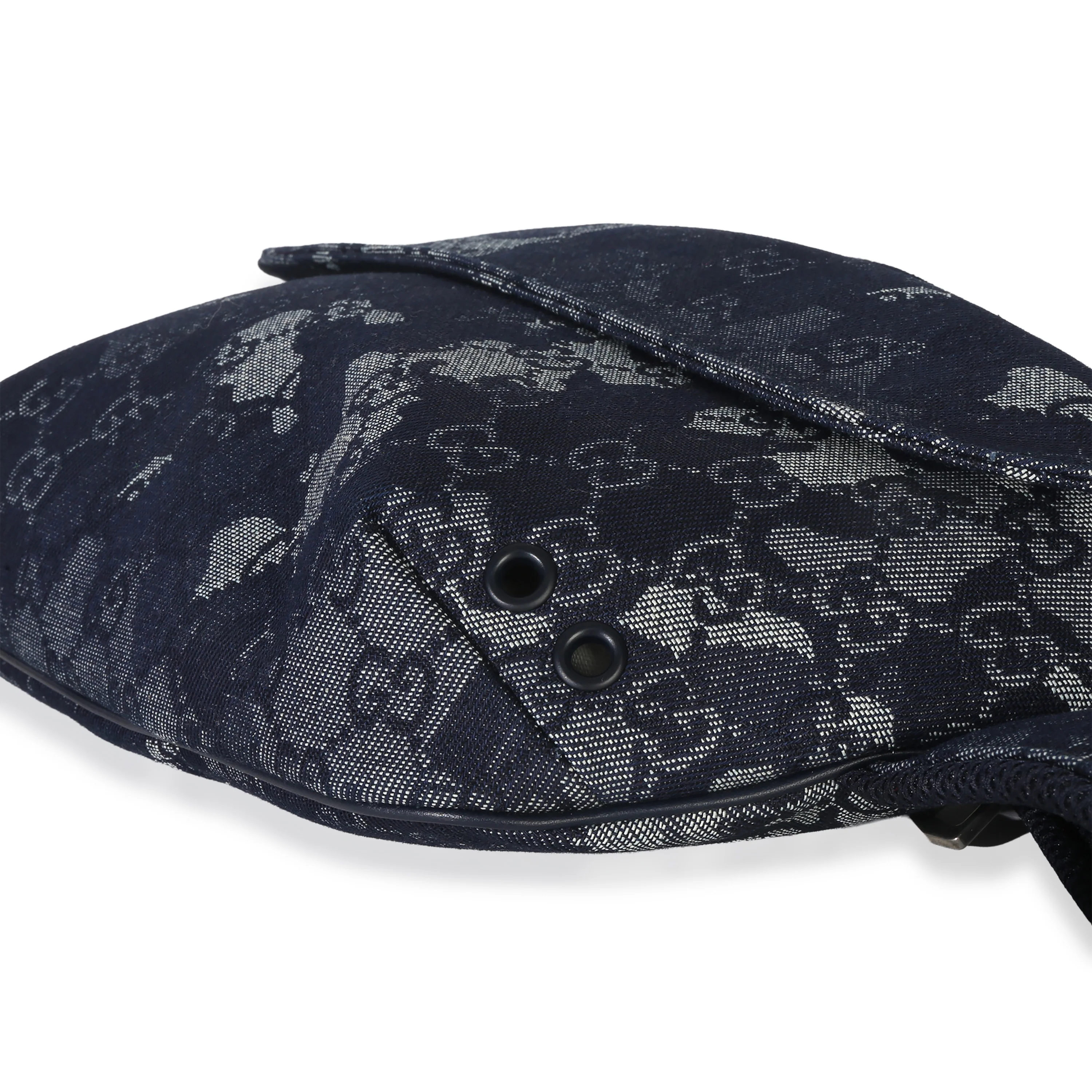 Navy GG Floral Canvas Belt Bag - Image 7