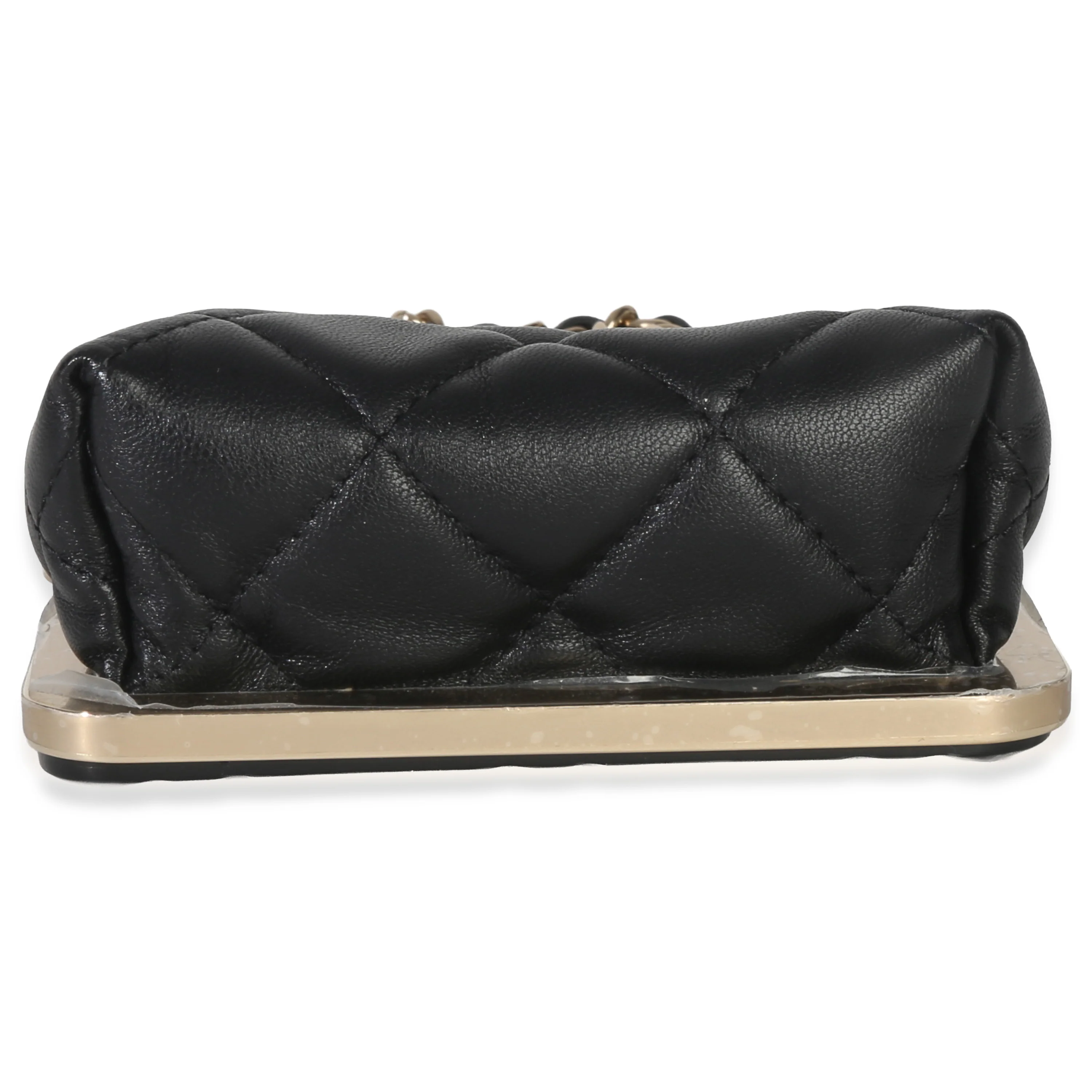 Black Quilted Lambskin CC Frame Clutch With Chain - Image 5
