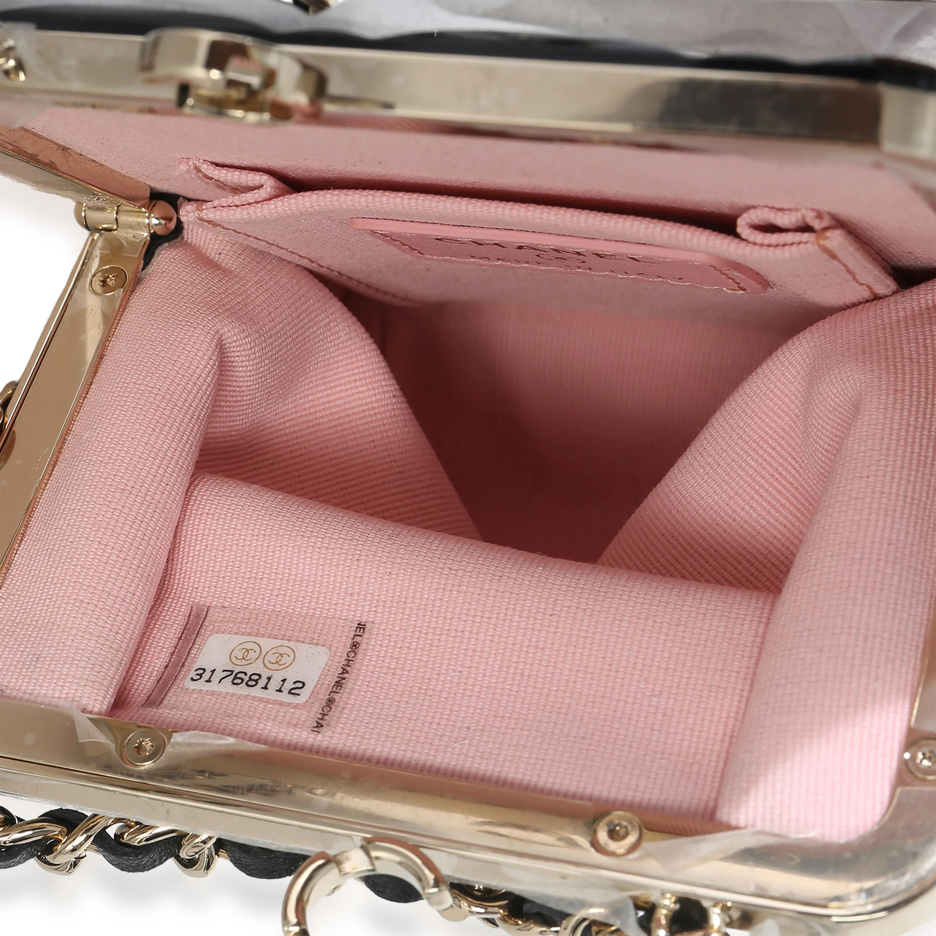 Black Quilted Lambskin CC Frame Clutch With Chain - Image 9