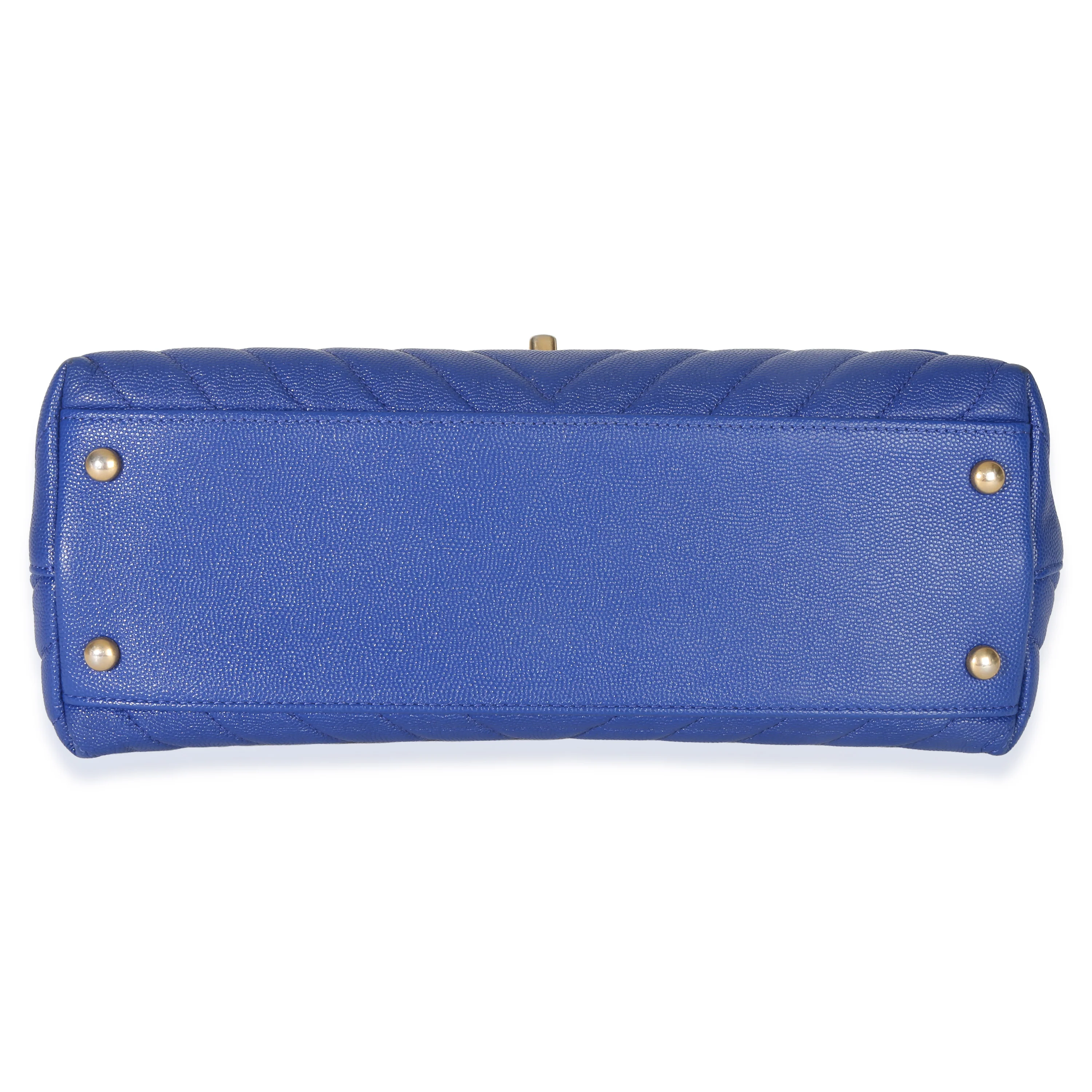 Blue Chevron Medium Coco Top Handle Bag - Image 5