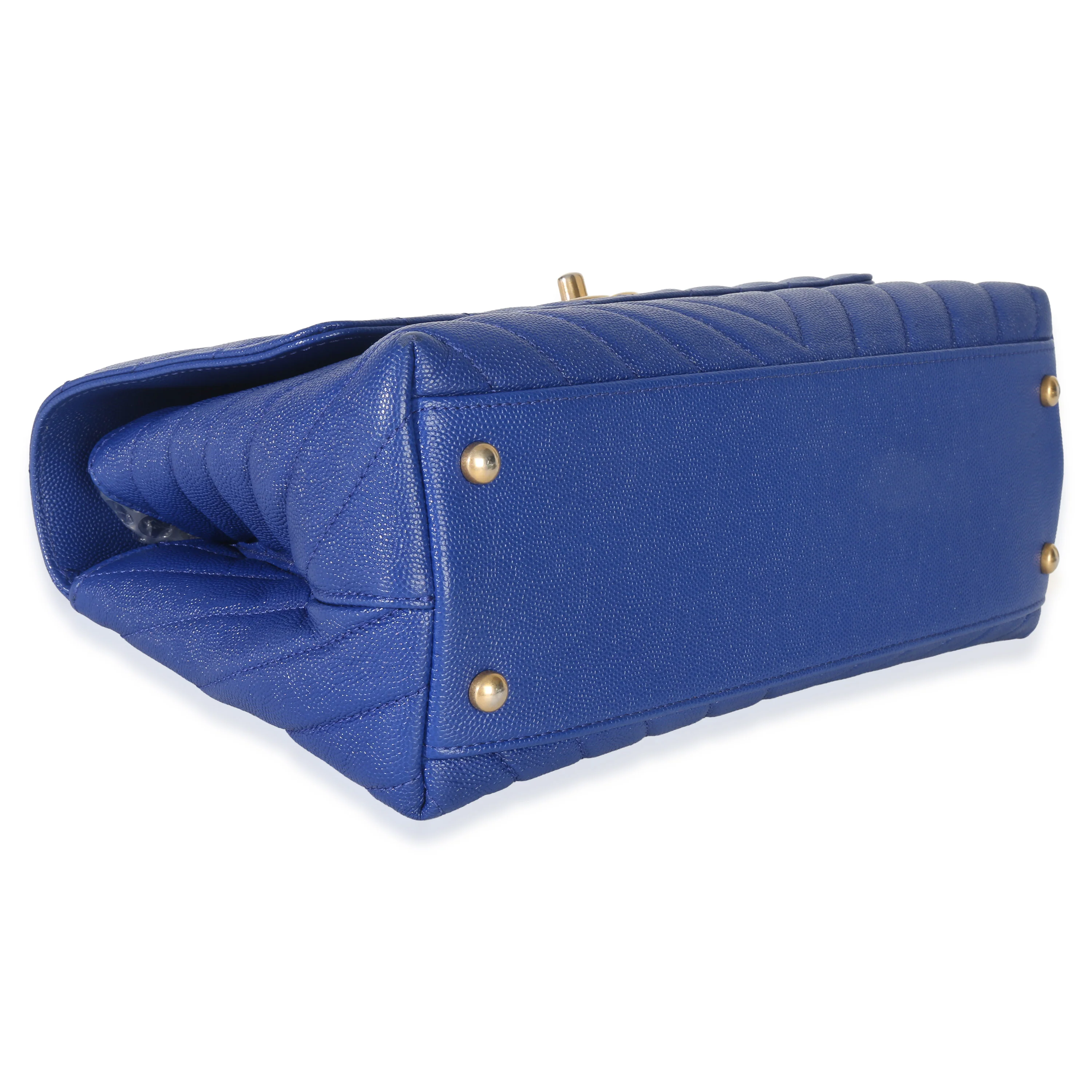 Blue Chevron Medium Coco Top Handle Bag - Image 6