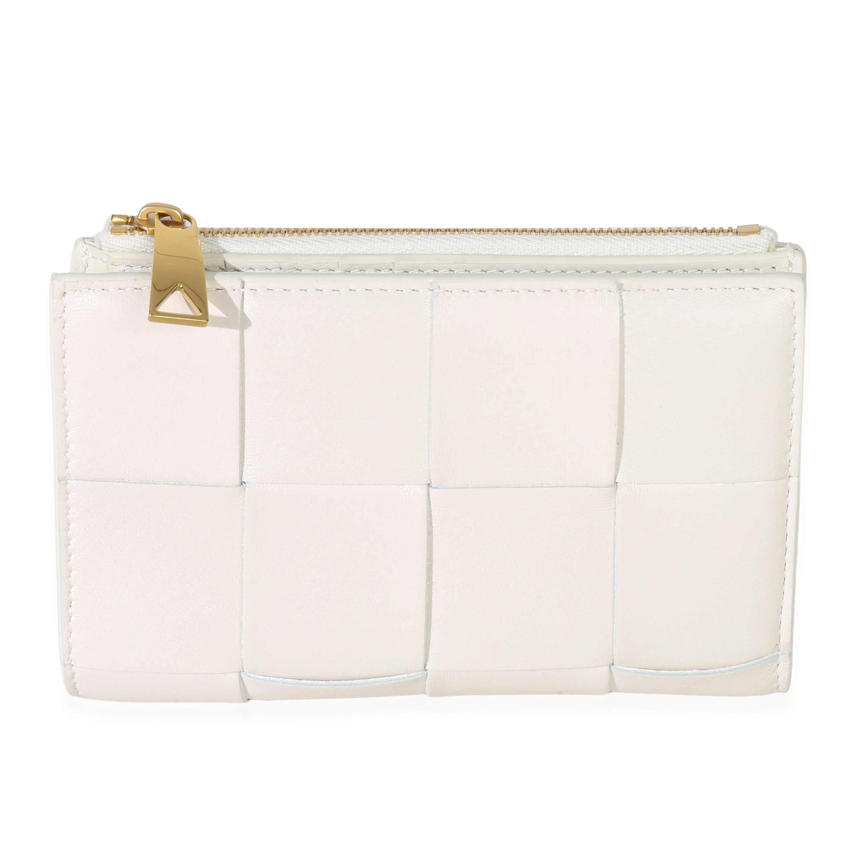 White Nappa Maxi Intrecciato Zip Around Wallet
