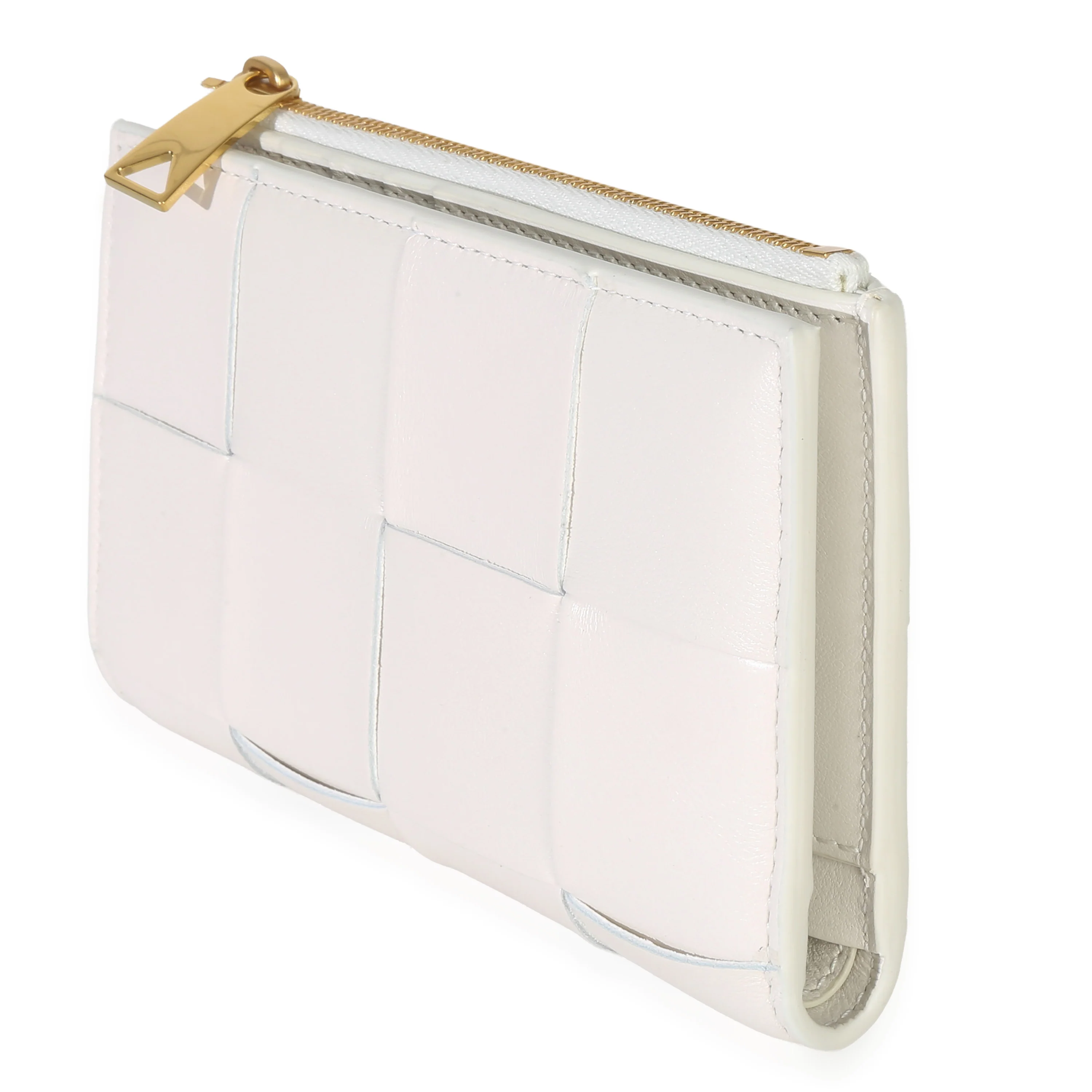 White Nappa Maxi Intrecciato Zip Around Wallet - Image 2