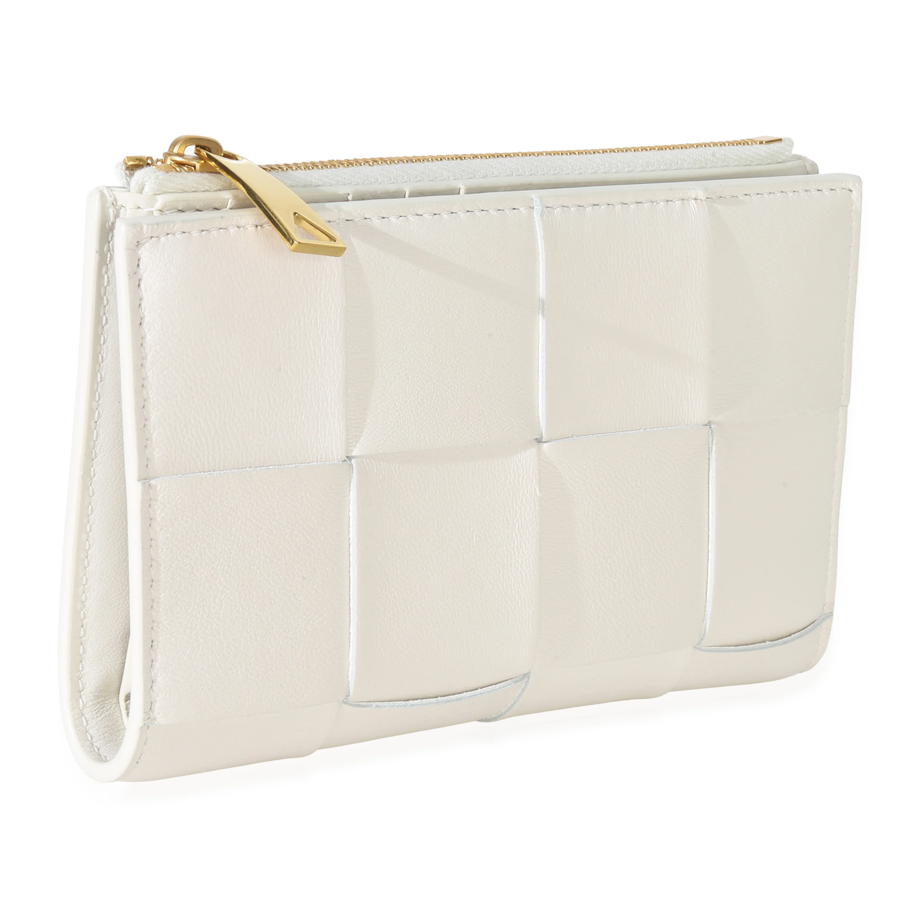 White Nappa Maxi Intrecciato Zip Around Wallet - Image 3