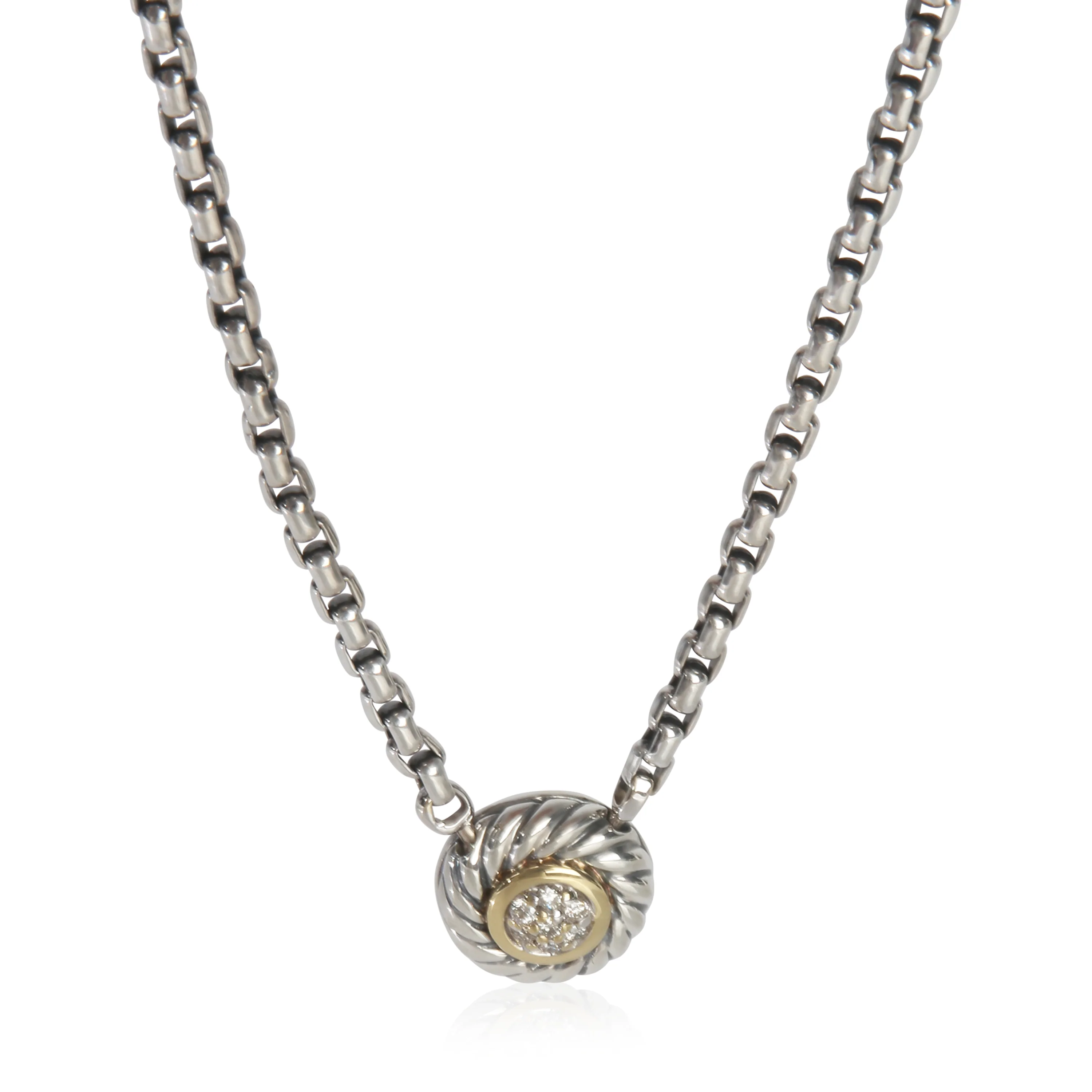Yellow Gold & Sterling Silver Diamond Cookie Necklace