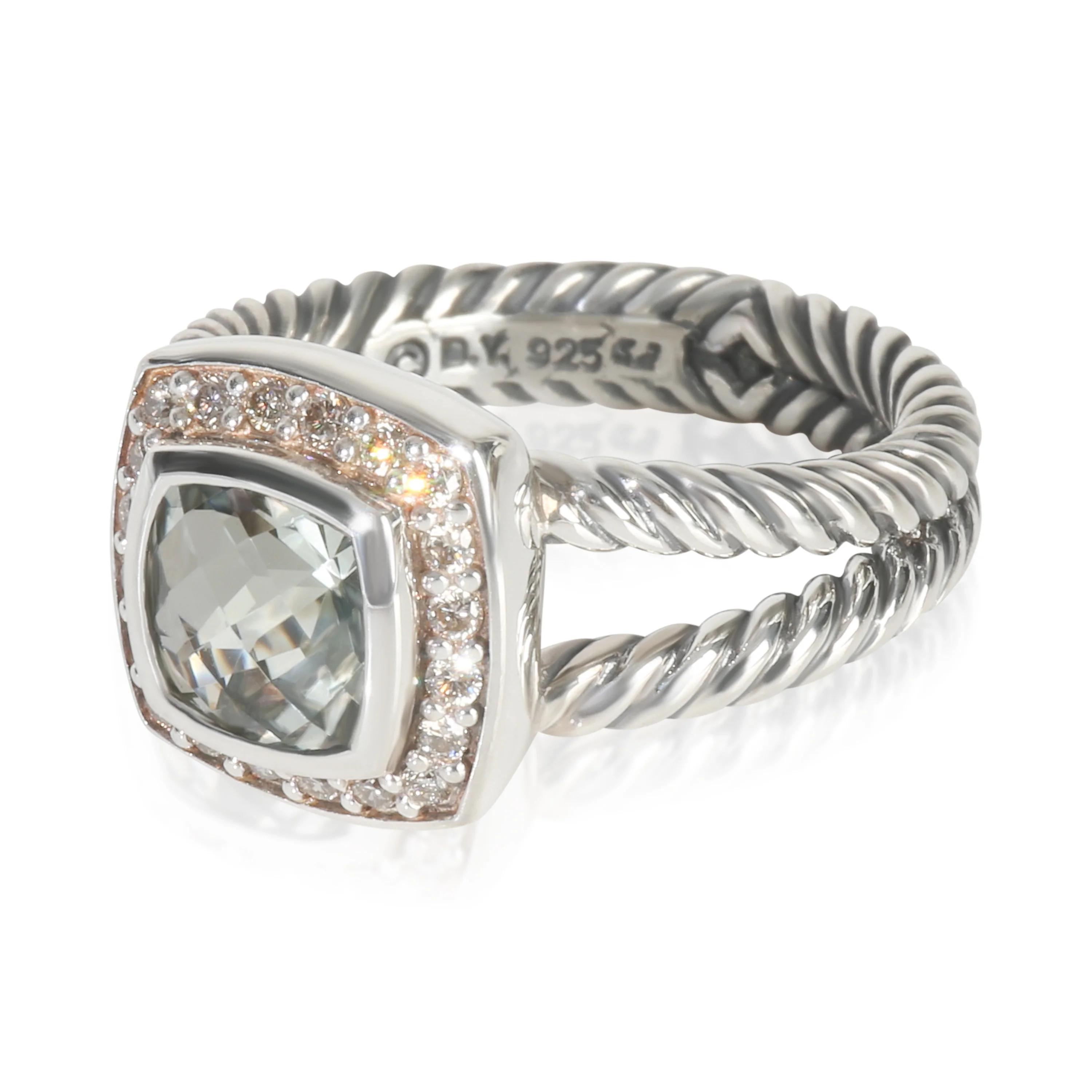 Sterling Silver Prasiolite and Diamond Petite Albion Ring - Image 2