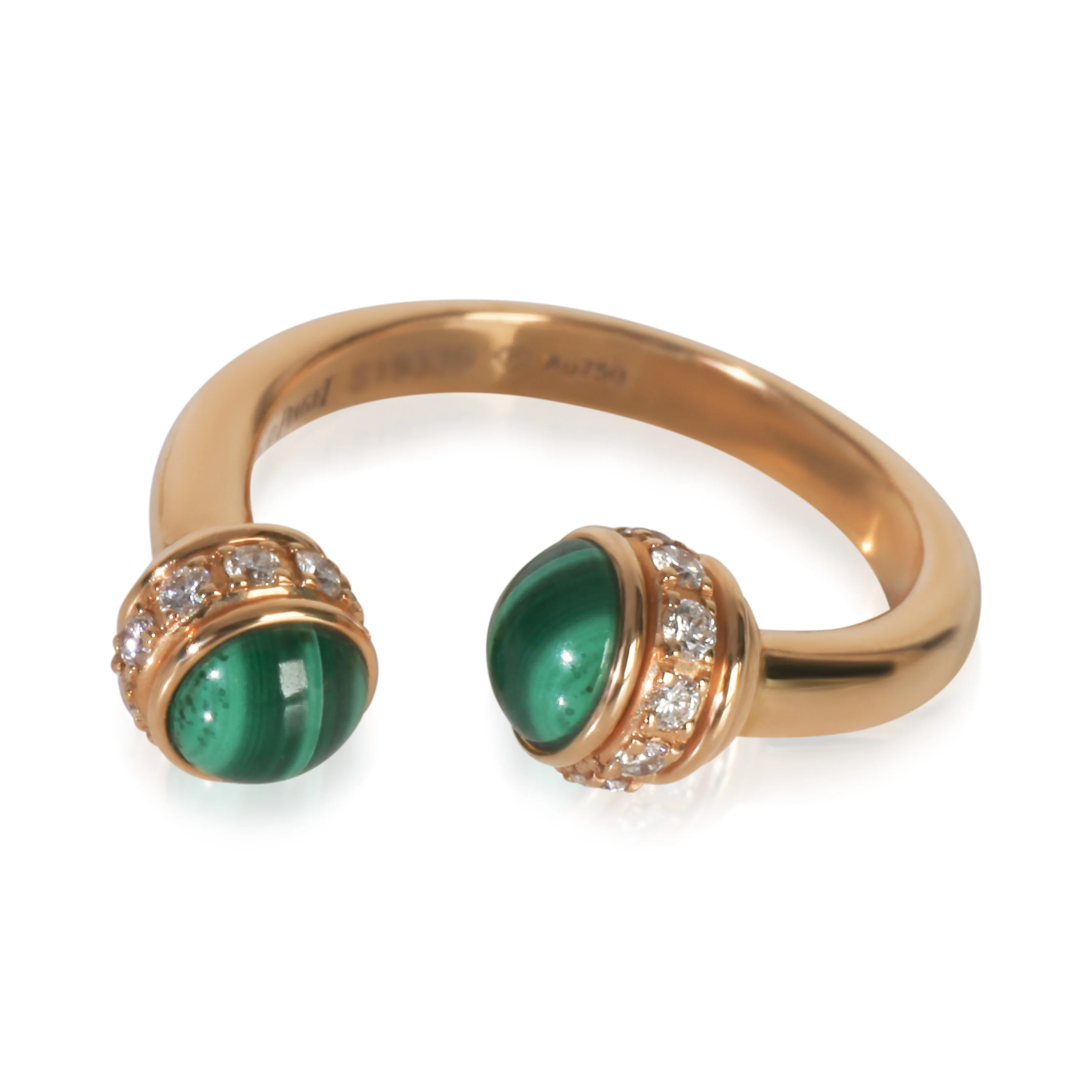 Rose Gold Malachite and Diamond Possession Open Ring - Image 2