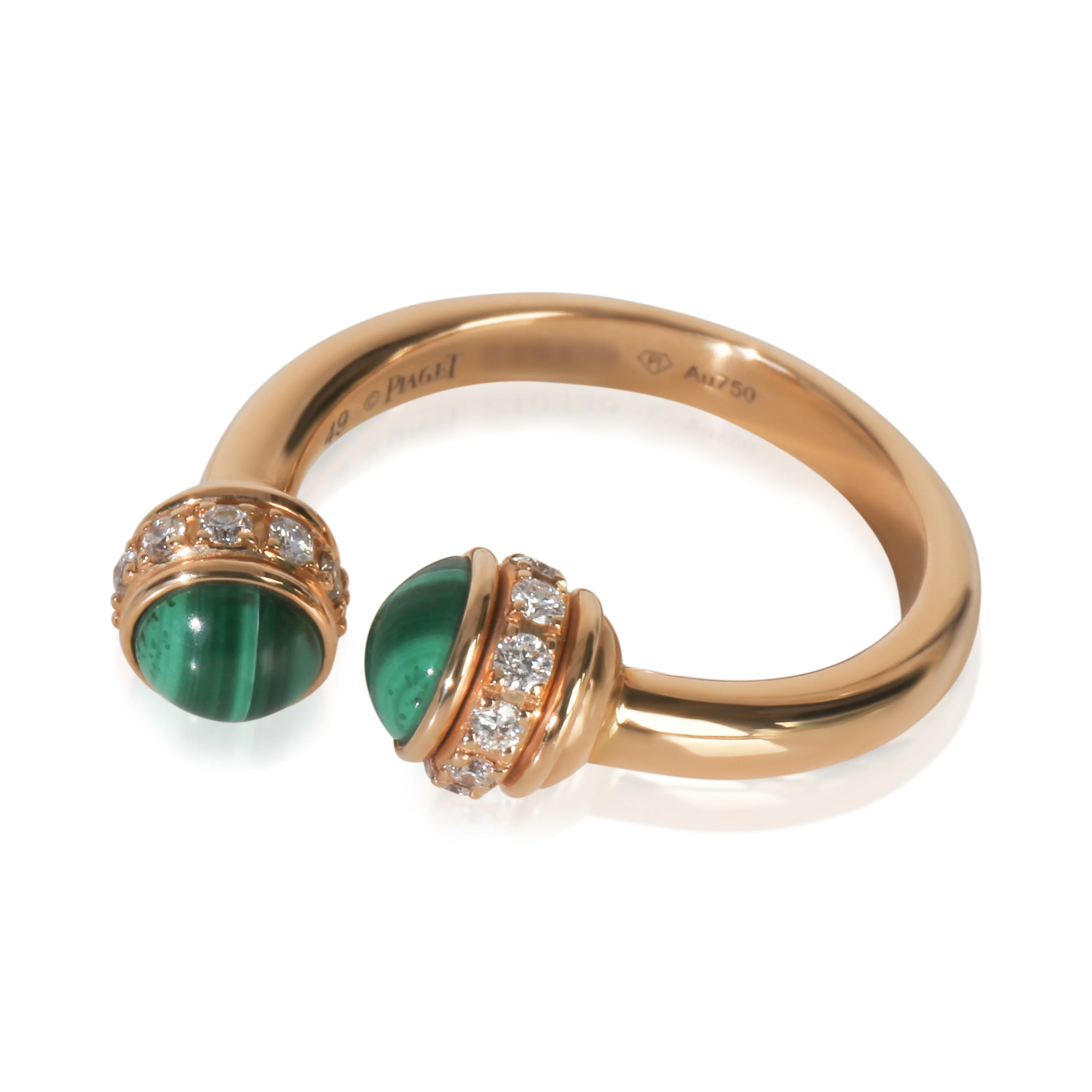 Rose Gold Malachite and Diamond Possession Open Ring - Image 3