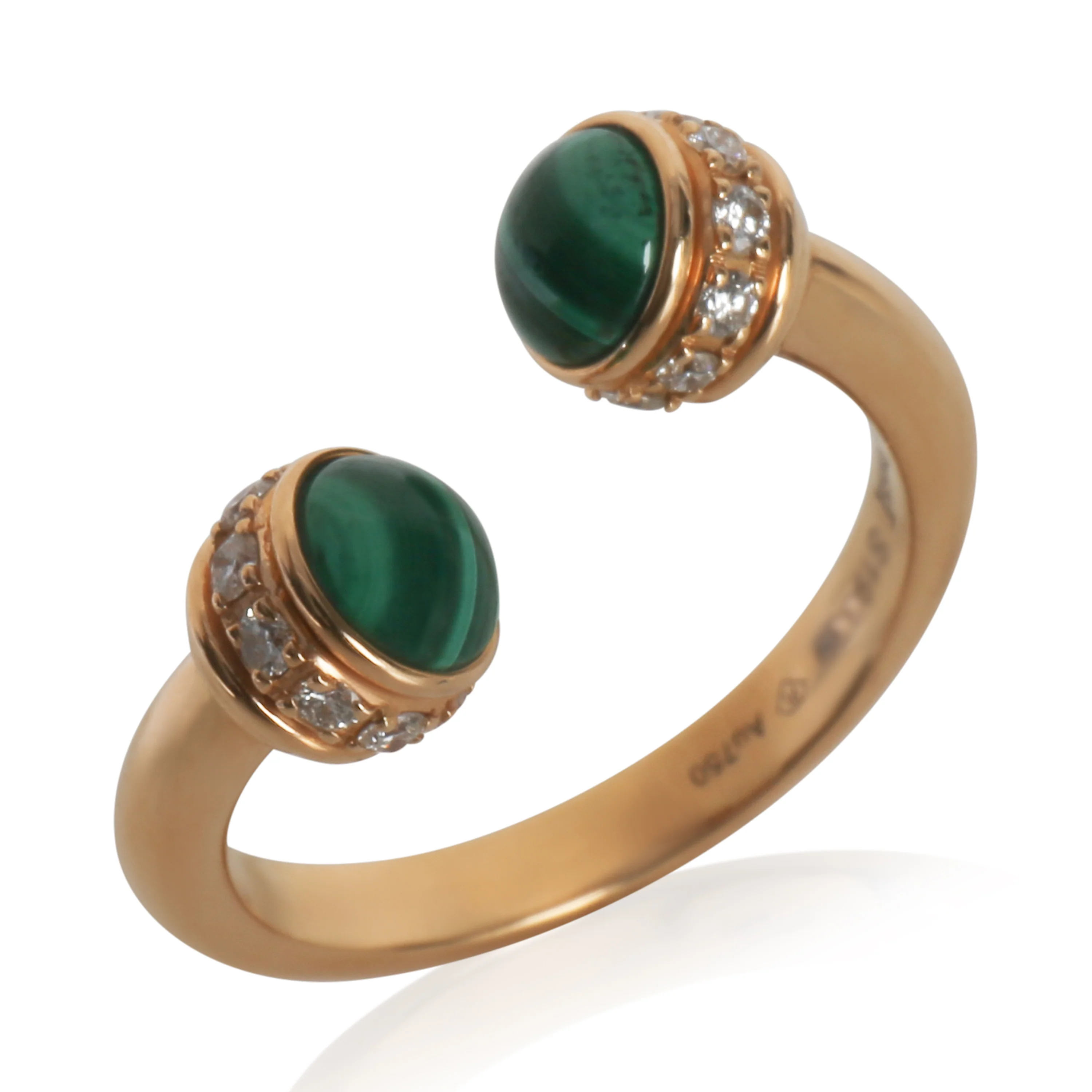 Rose Gold Malachite and Diamond Possession Open Ring - Image 5