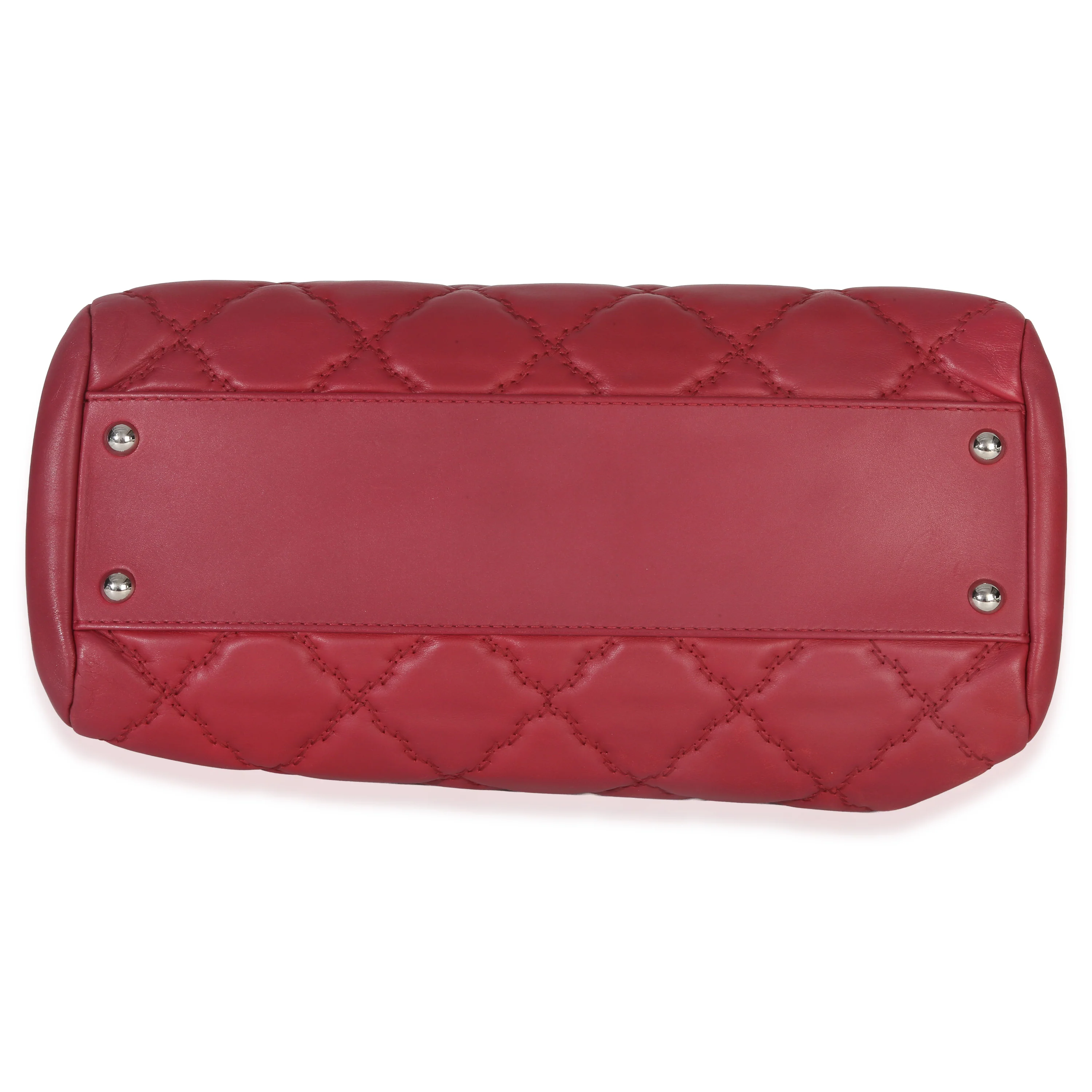 Red Quilted Lambskin Hampton Large Flap Bag - Image 5