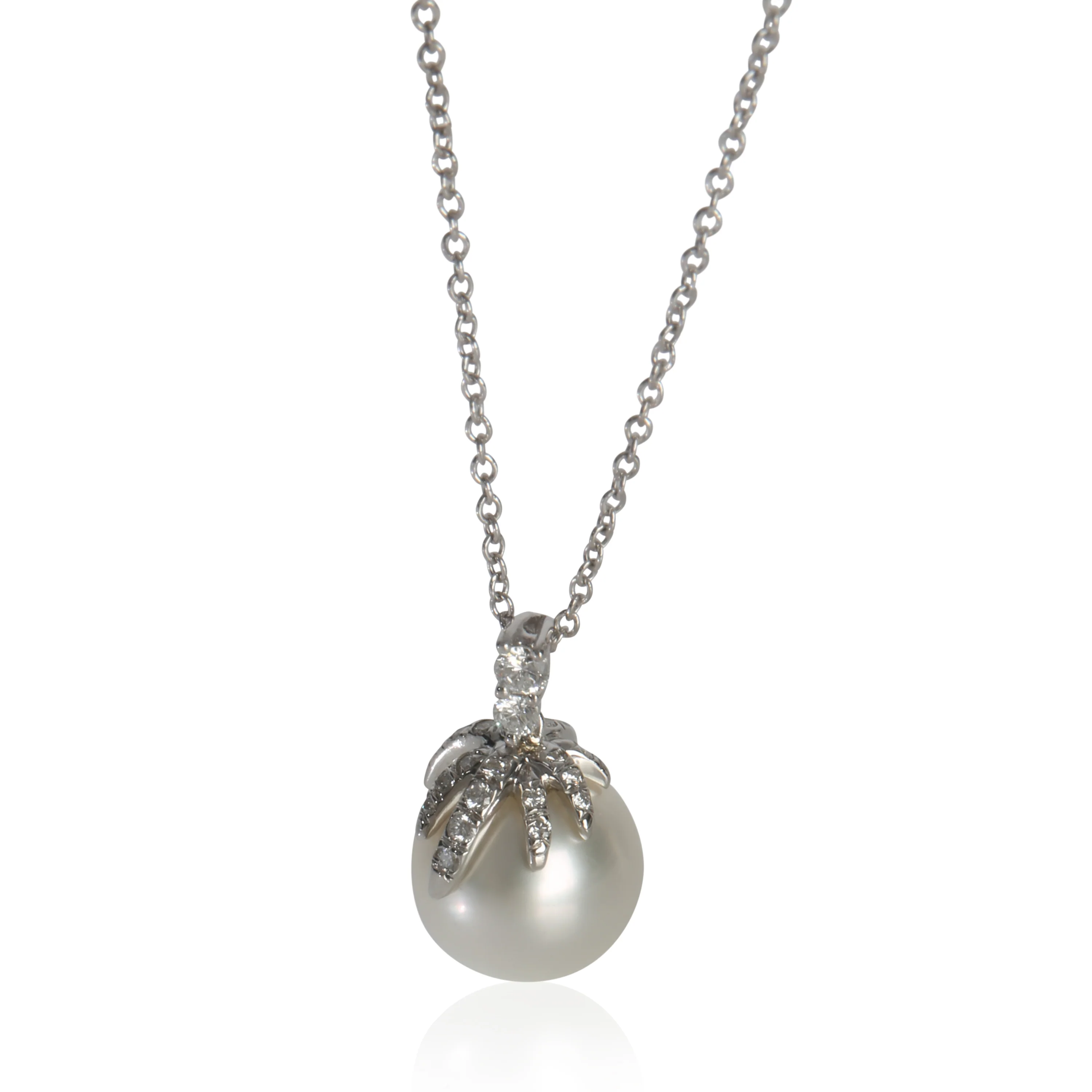 Platinum Pearl and Diamond Fireworks Pendant