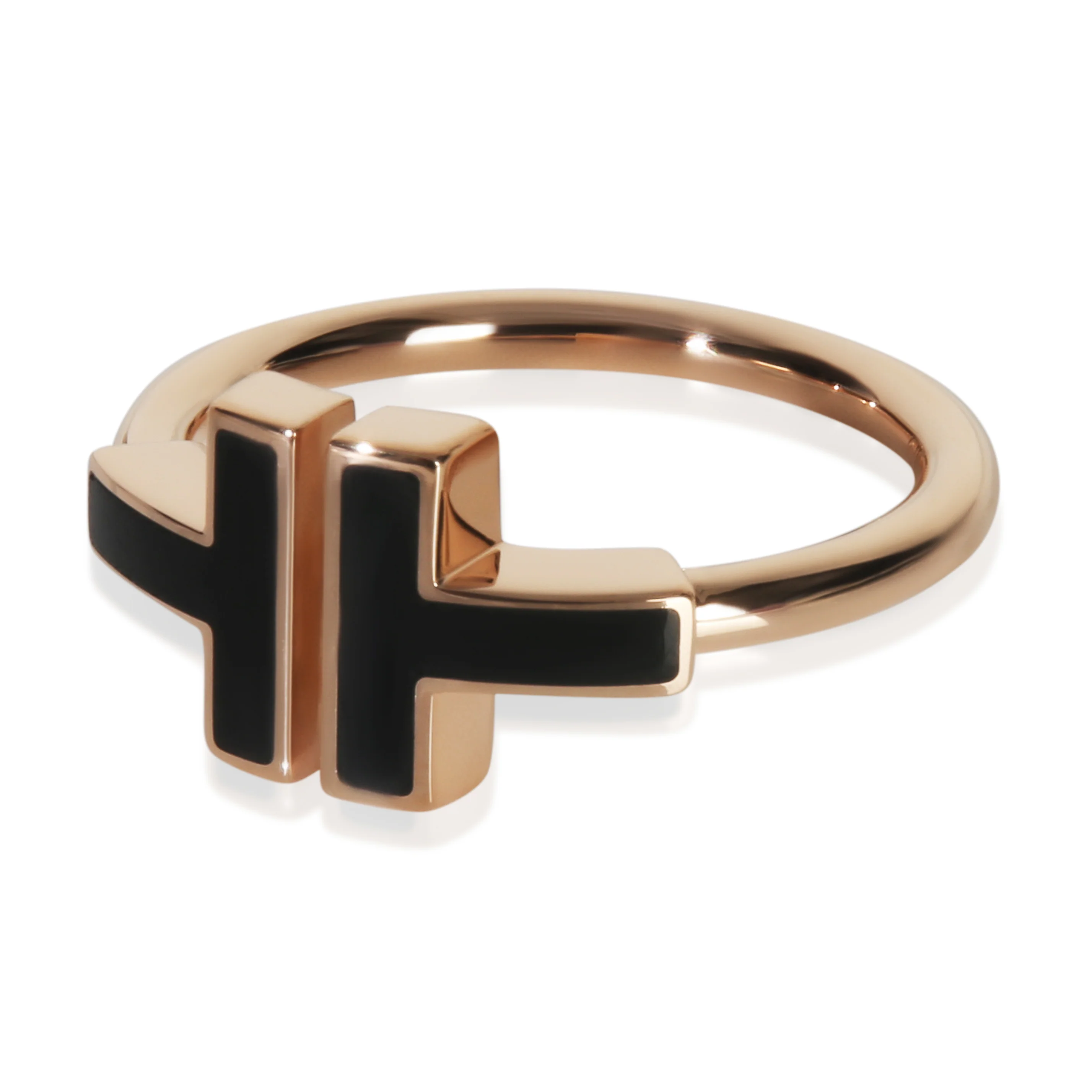 Rose Gold Onyx Tiffany T Wire Ring - Image 2