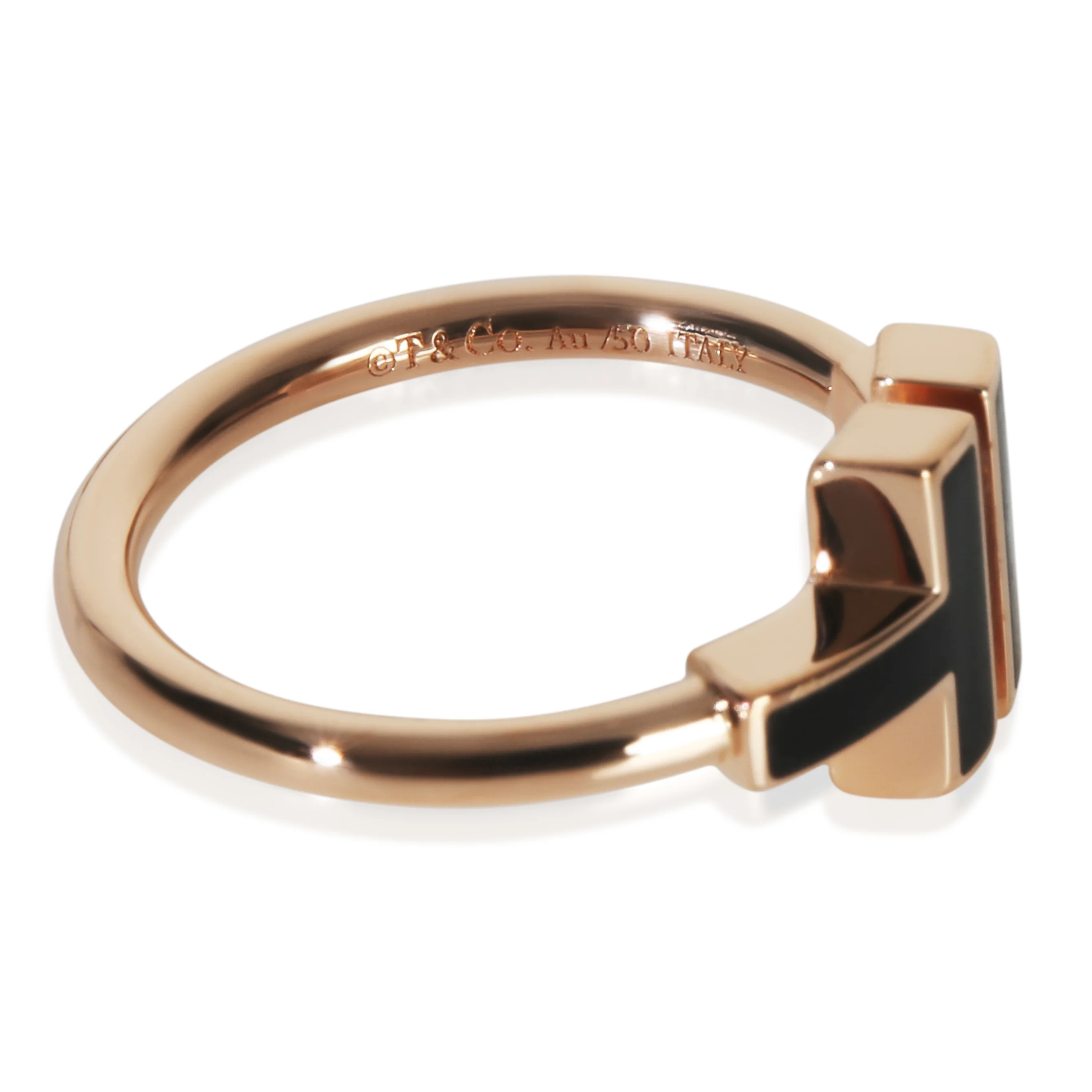 Rose Gold Onyx Tiffany T Wire Ring - Image 3