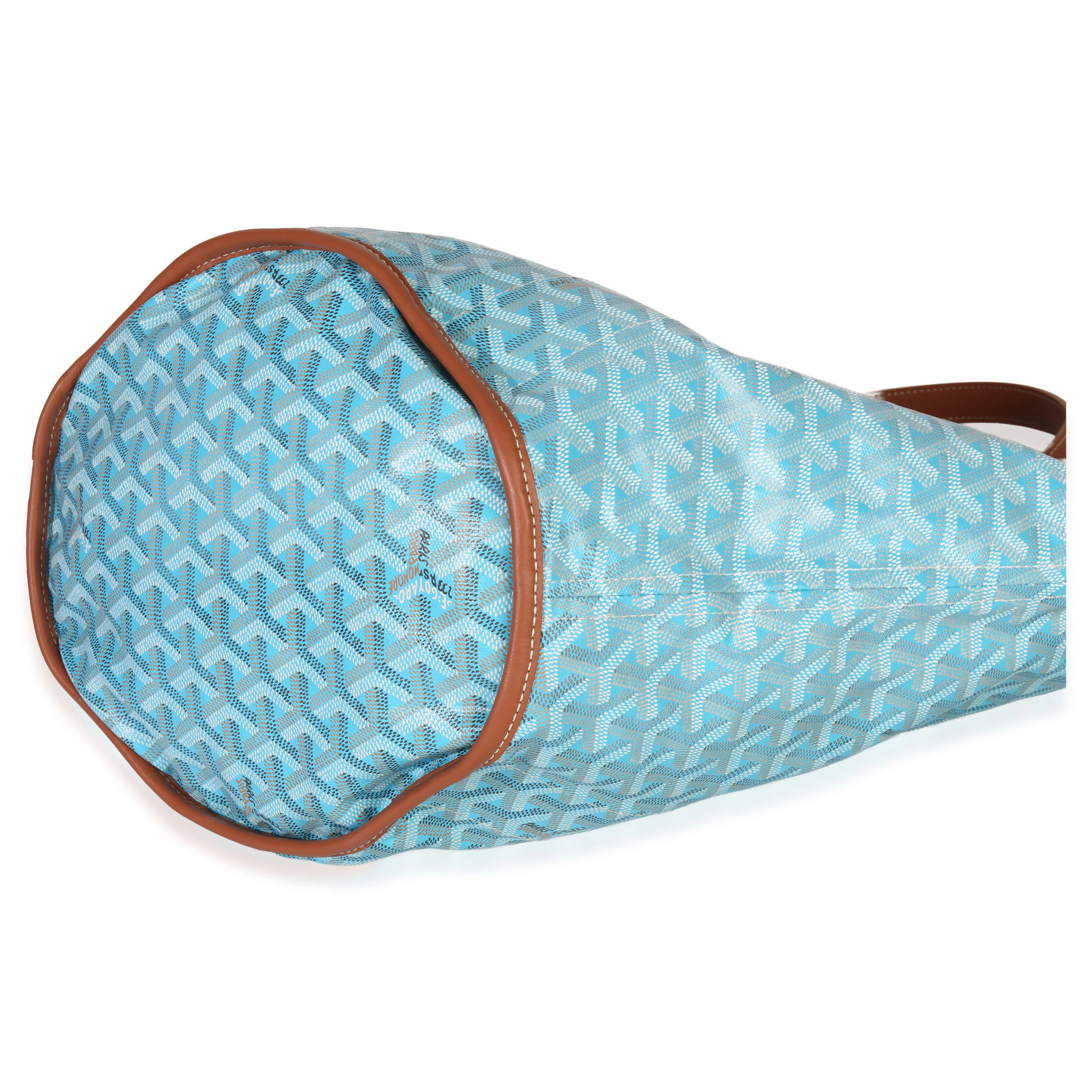 Turqouise Goyardine Canvas Reversible Belharra Tote - Image 5