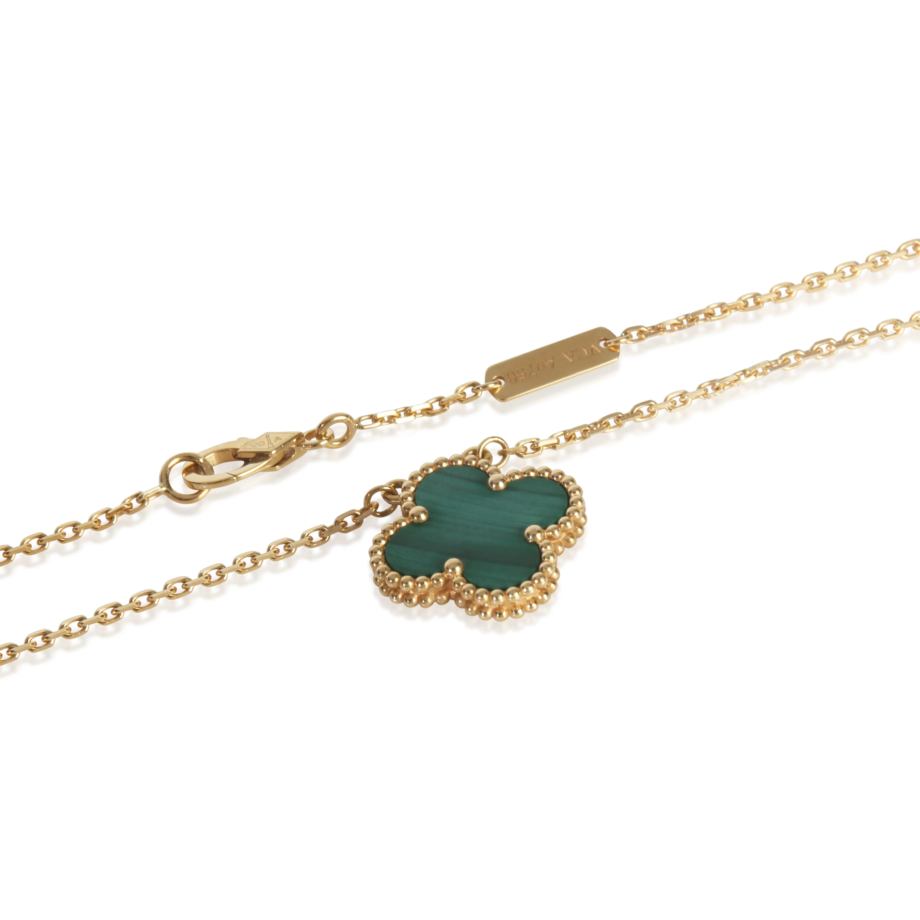 Yellow Gold Malachite Vintage Alhambra Pendant - Image 2