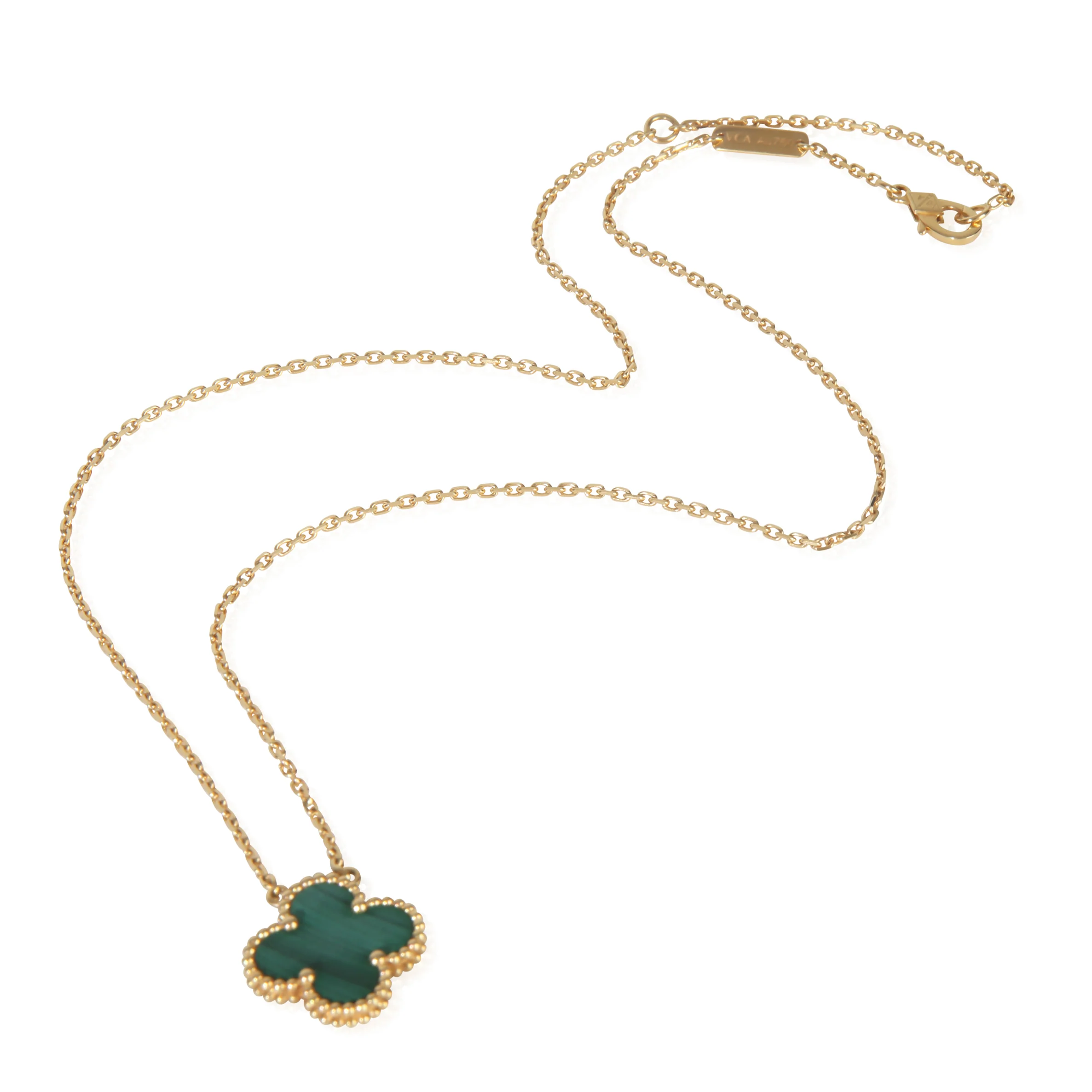 Yellow Gold Malachite Vintage Alhambra Pendant - Image 3