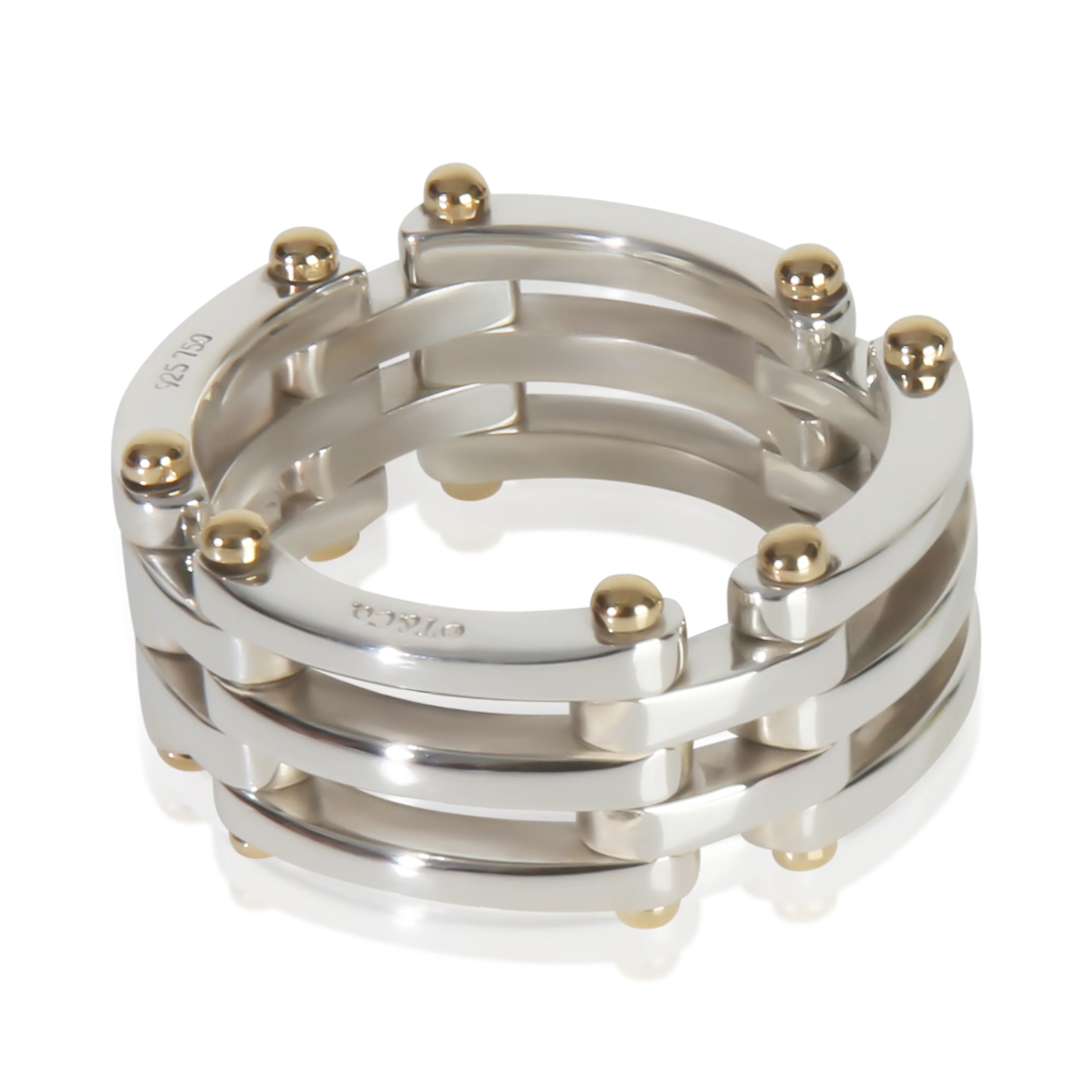 Yellow Gold & Sterling Silver  Gate Link Ring - Image 2