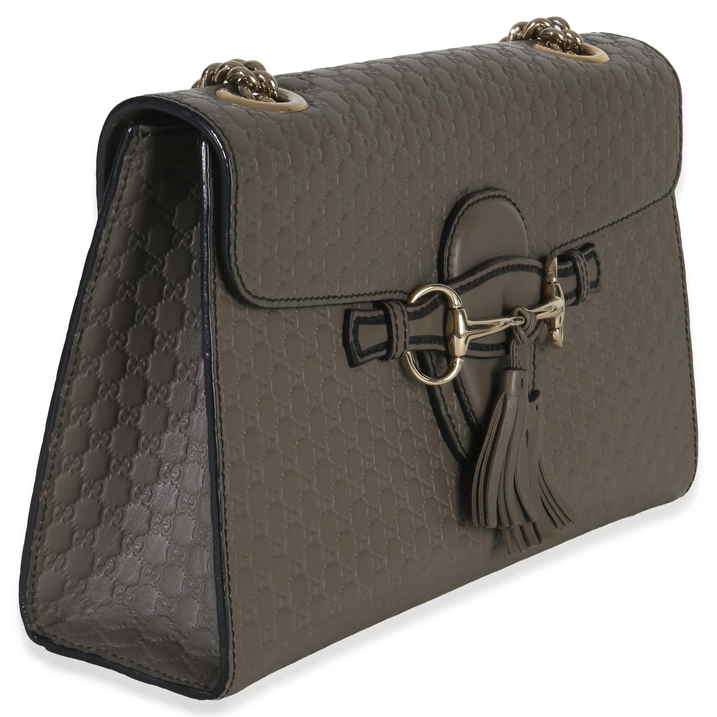 Grey Guccissima Emily Leather Medium Chain Shoulder Bag - Image 3