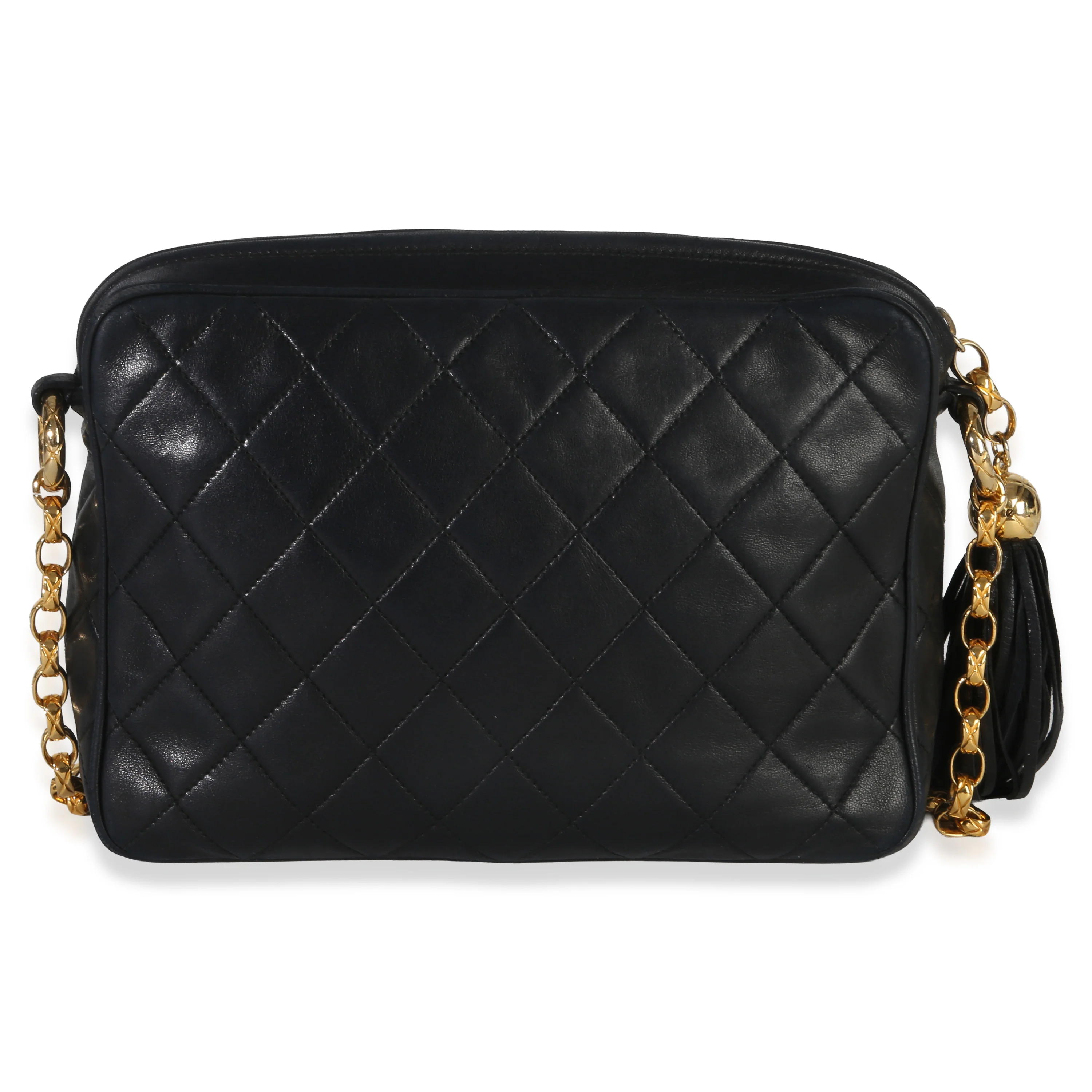 Vintage Black Quilted Lambskin Small Tassel Camera Bag - Image 4