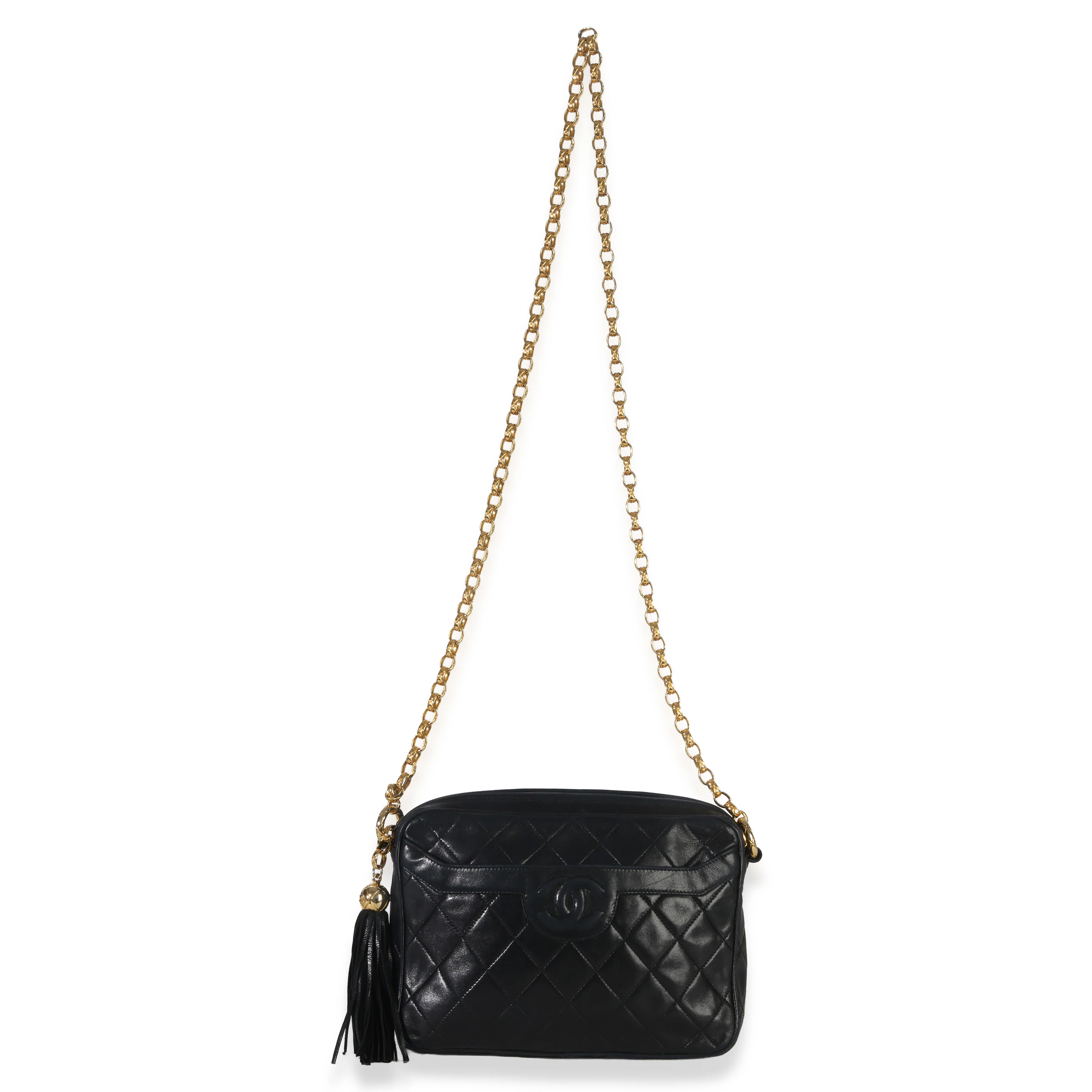 Vintage Black Quilted Lambskin Small Tassel Camera Bag - Image 8