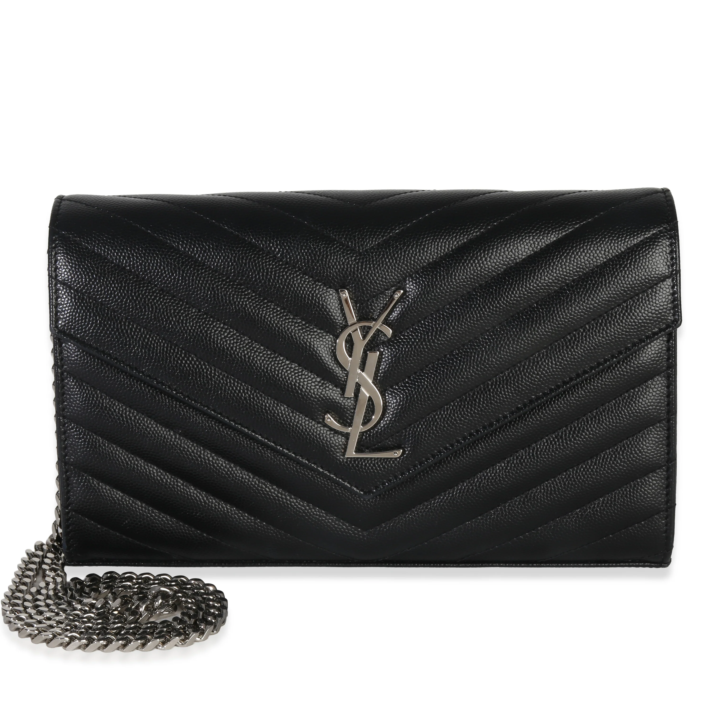 Black Grain De Poudre Cassandre Chain Wallet