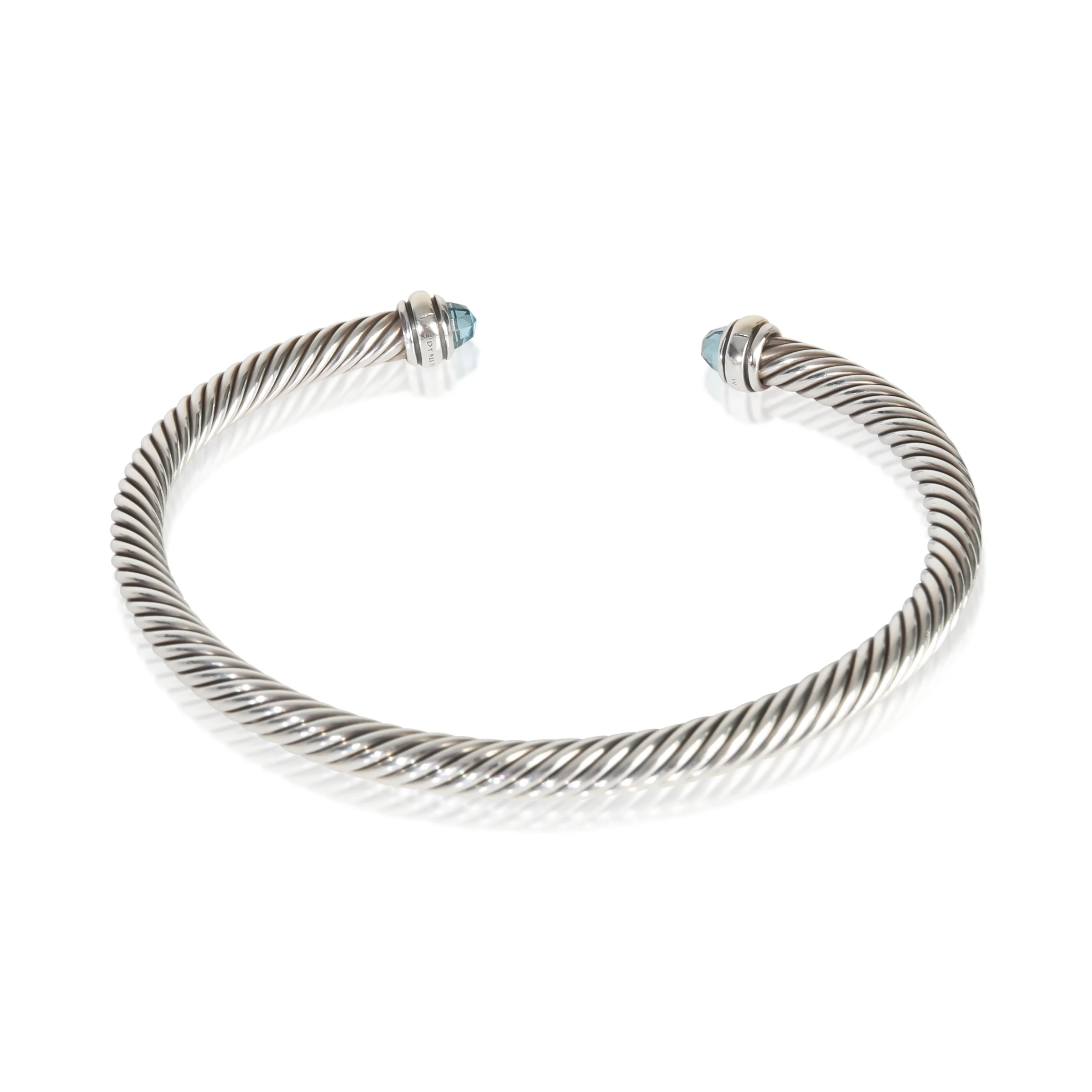 Yellow Gold & Sterling Silver Topaz Cable Classic Bracelet - Image 3