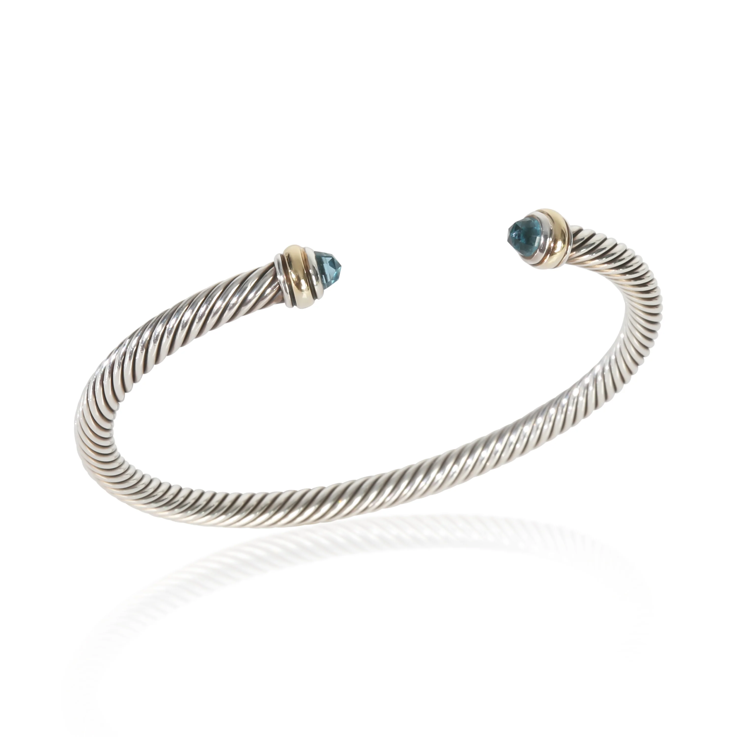 Yellow Gold & Sterling Silver Topaz Cable Classic Bracelet - Image 4