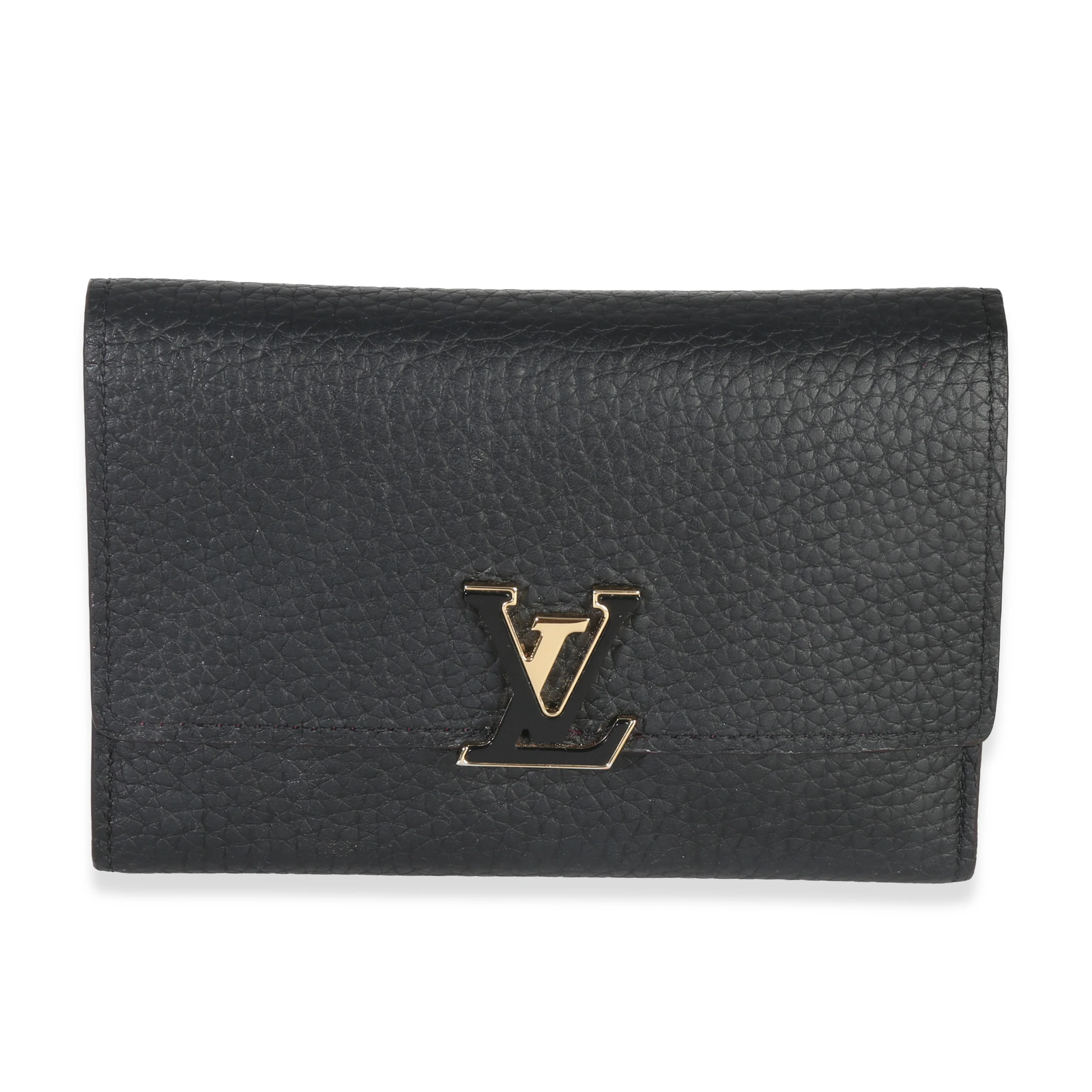Black & Pink Taurillon Capucines Compact Wallet