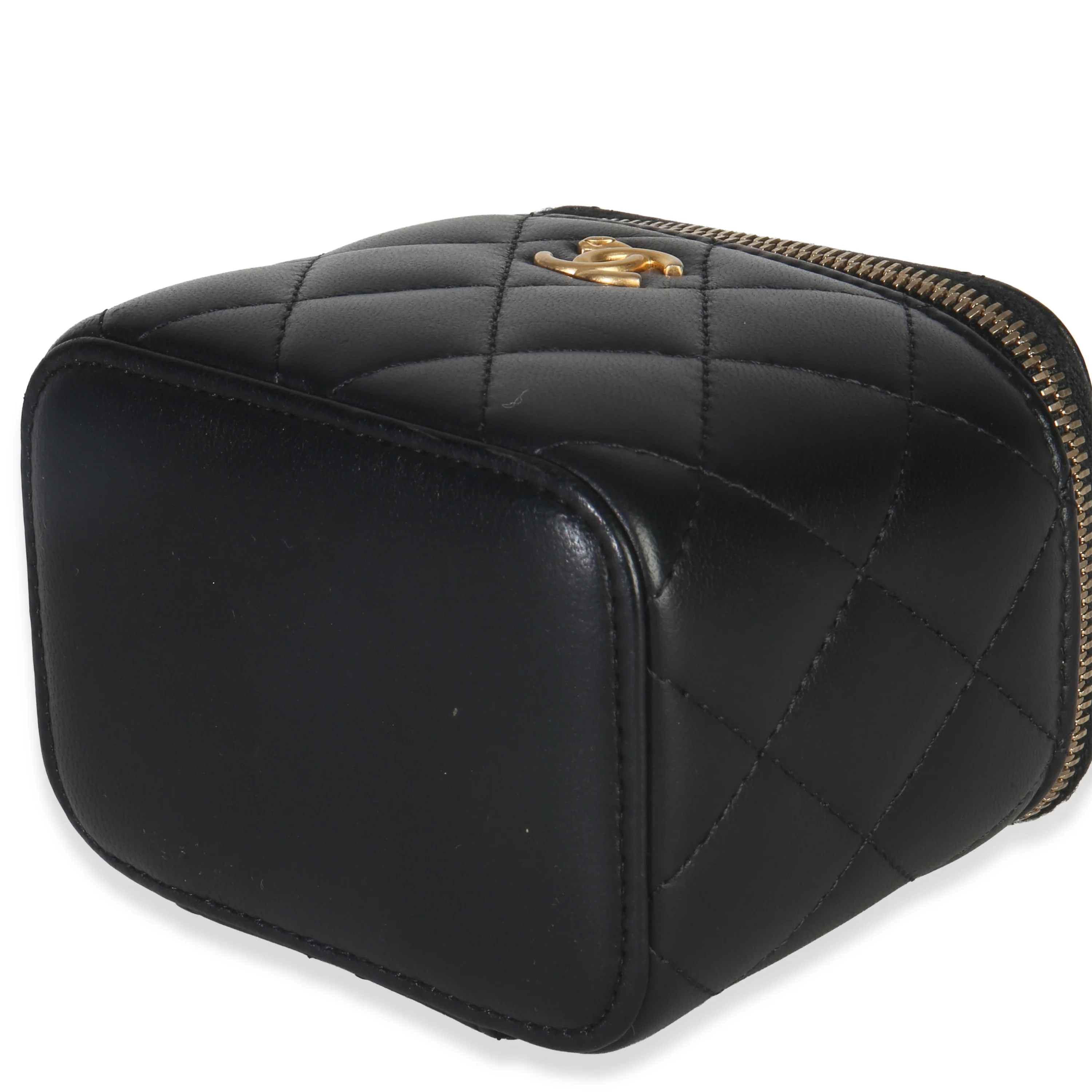 Black Quilted Lambskin Mini Pearl Crush Vanity Case - Image 7
