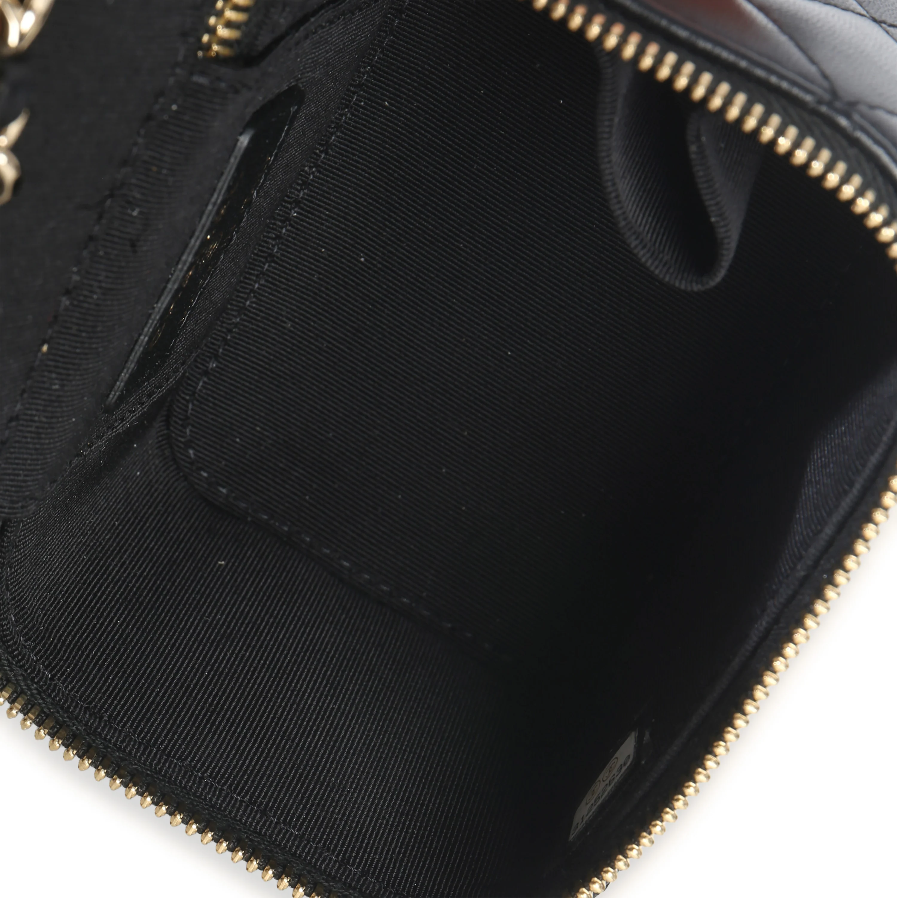 Black Quilted Lambskin Camellia Bow Chain Mini Vanity Case - Image 9