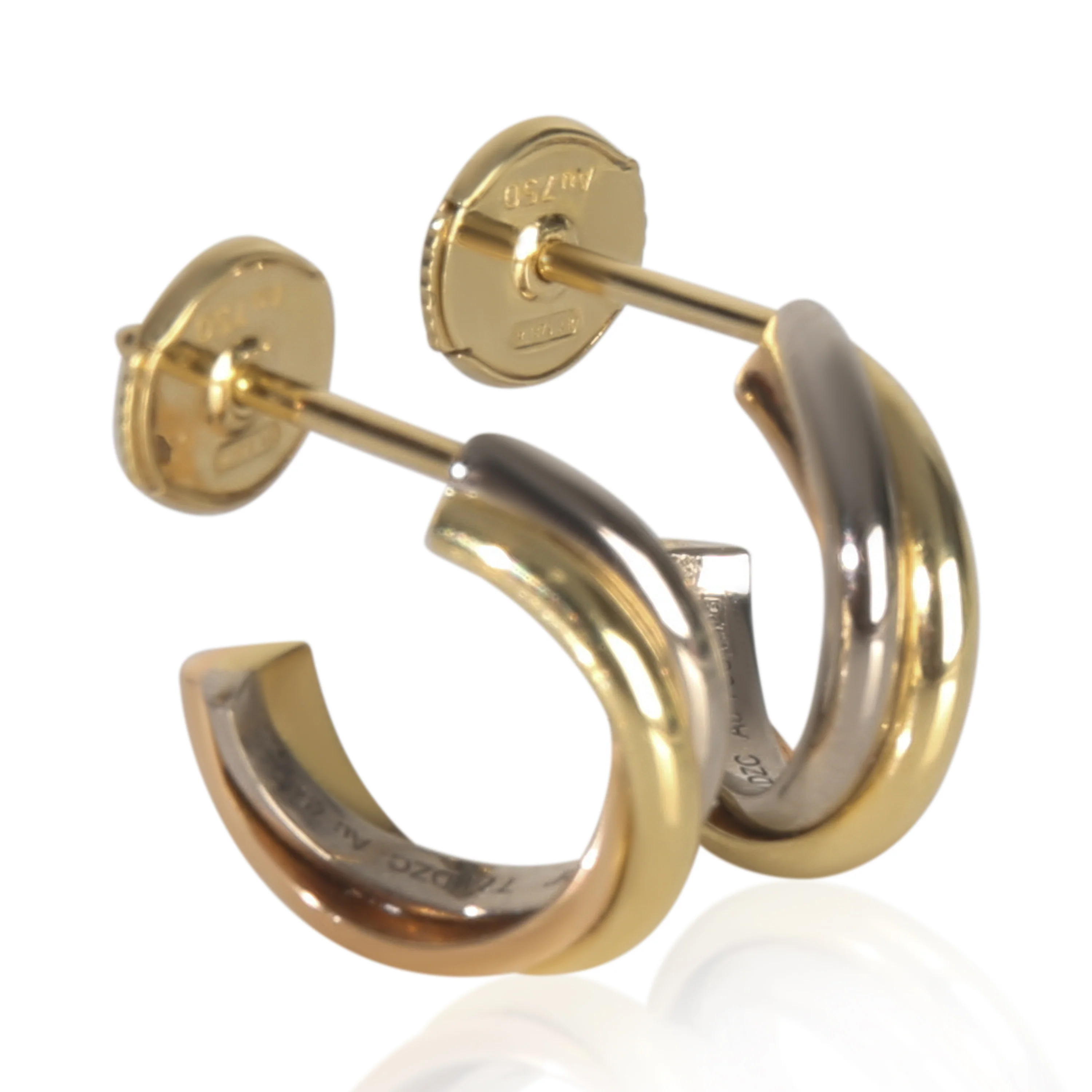 3-Tone Gold  Mini Model Trinity Earrings - Image 2