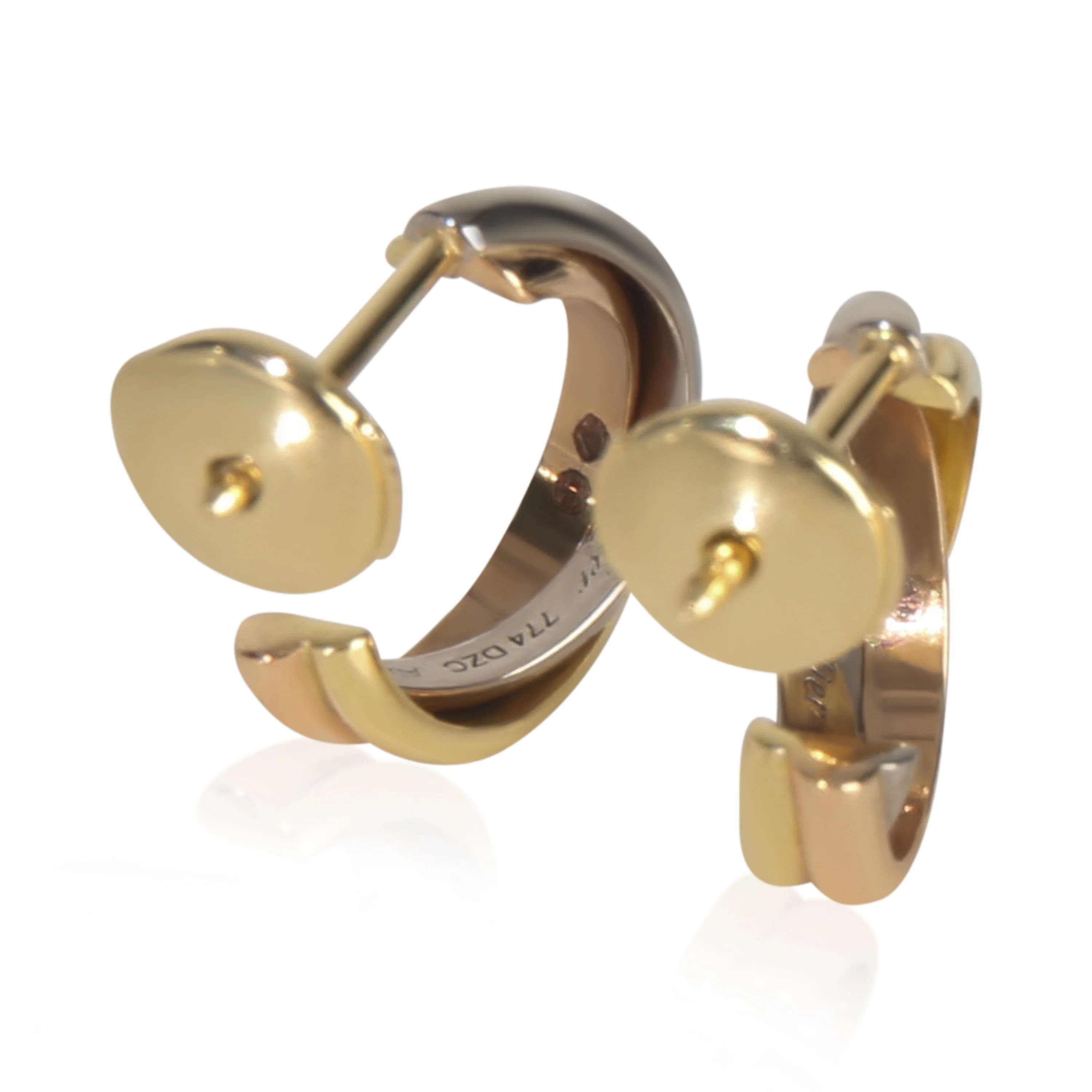 3-Tone Gold  Mini Model Trinity Earrings - Image 3