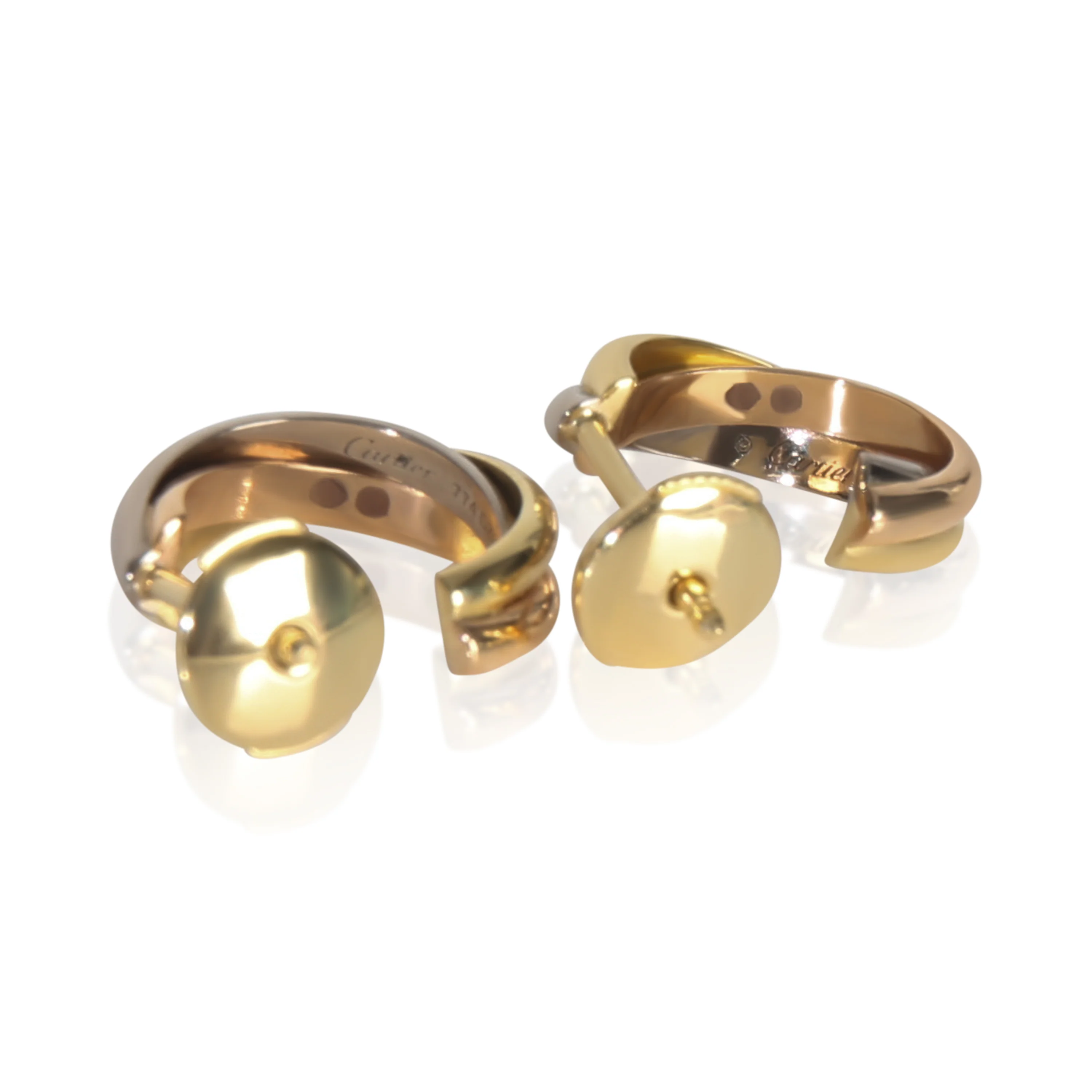 3-Tone Gold  Mini Model Trinity Earrings - Image 5
