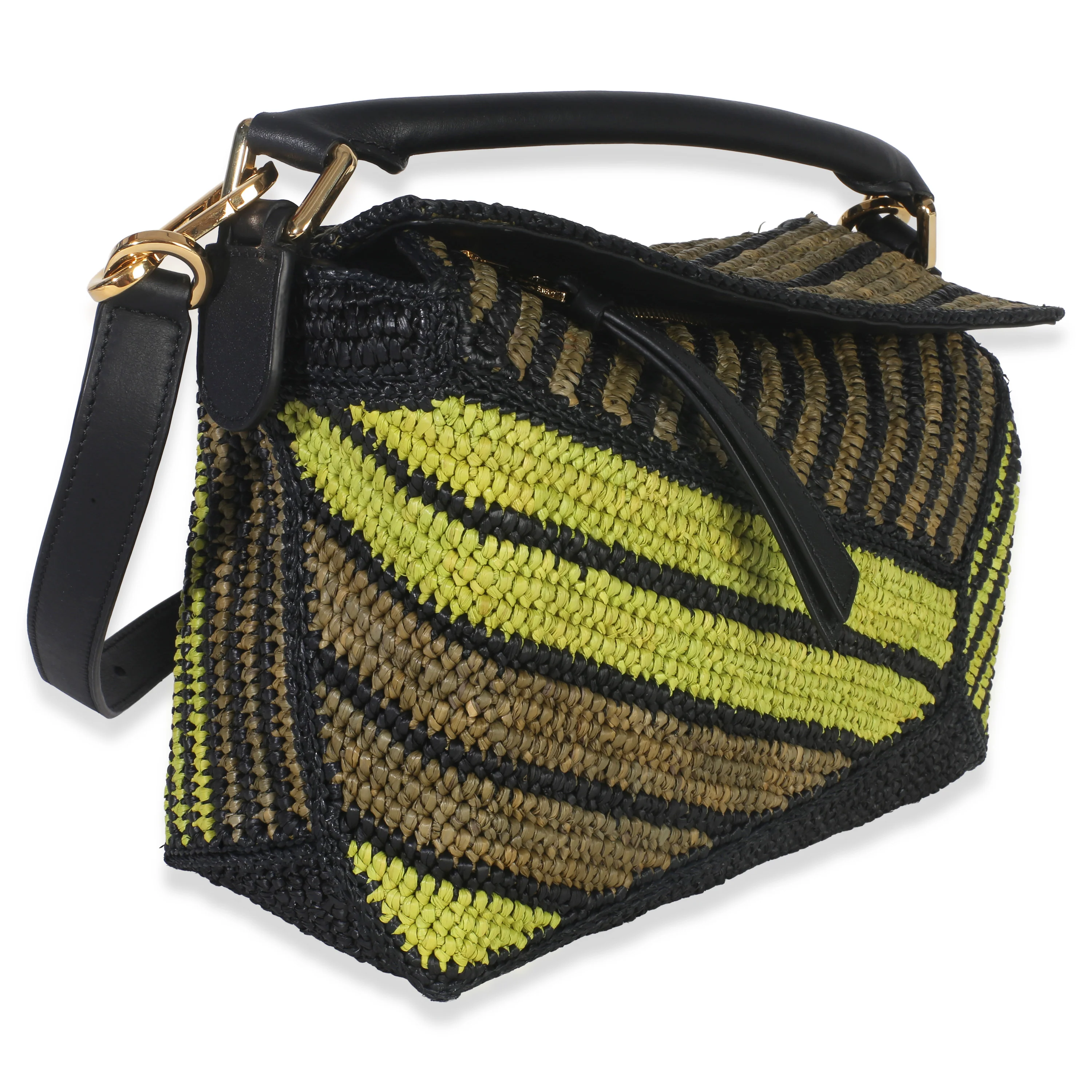 Anise Olive Raffia Calfskin Small Puzzle Bag - Image 3