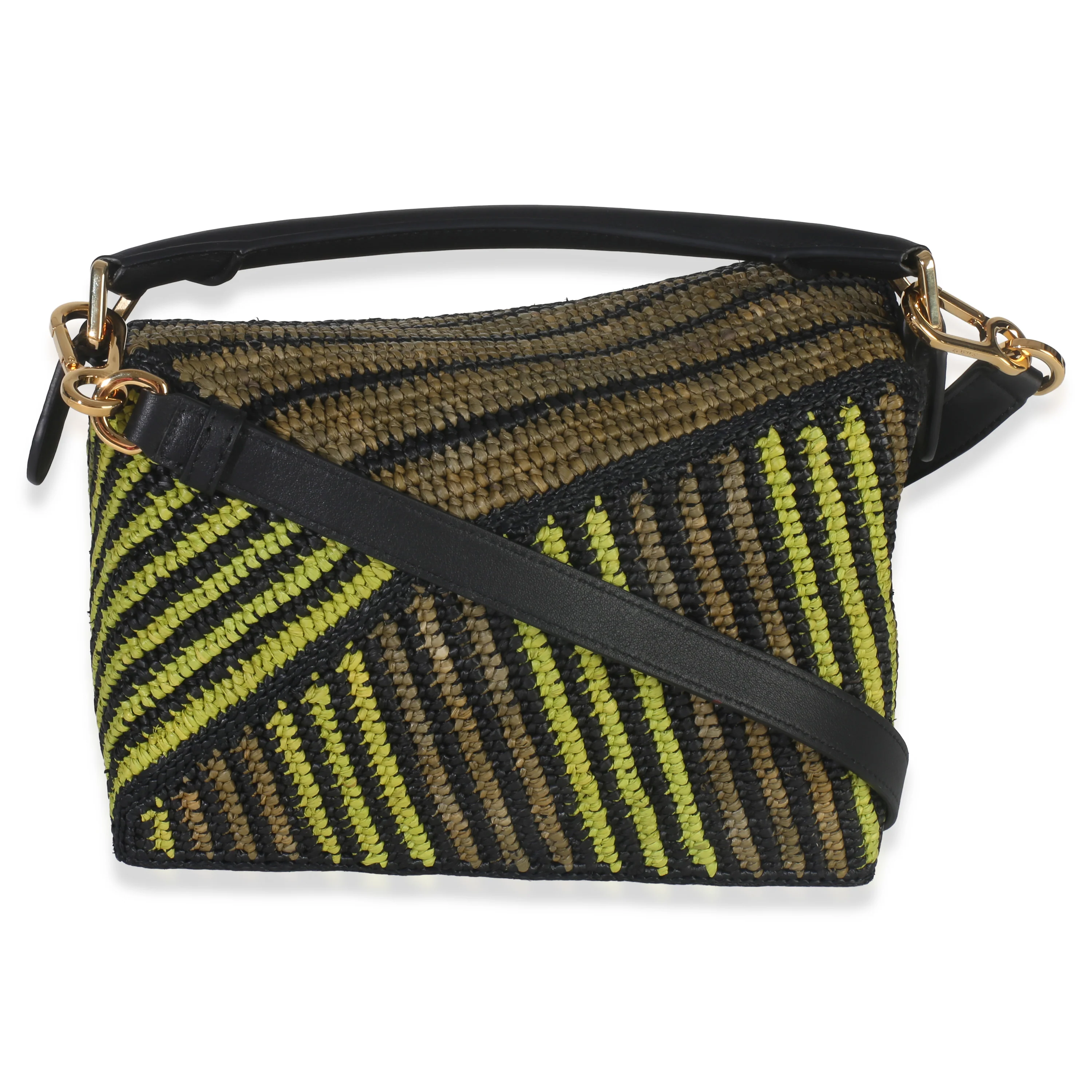 Anise Olive Raffia Calfskin Small Puzzle Bag - Image 4