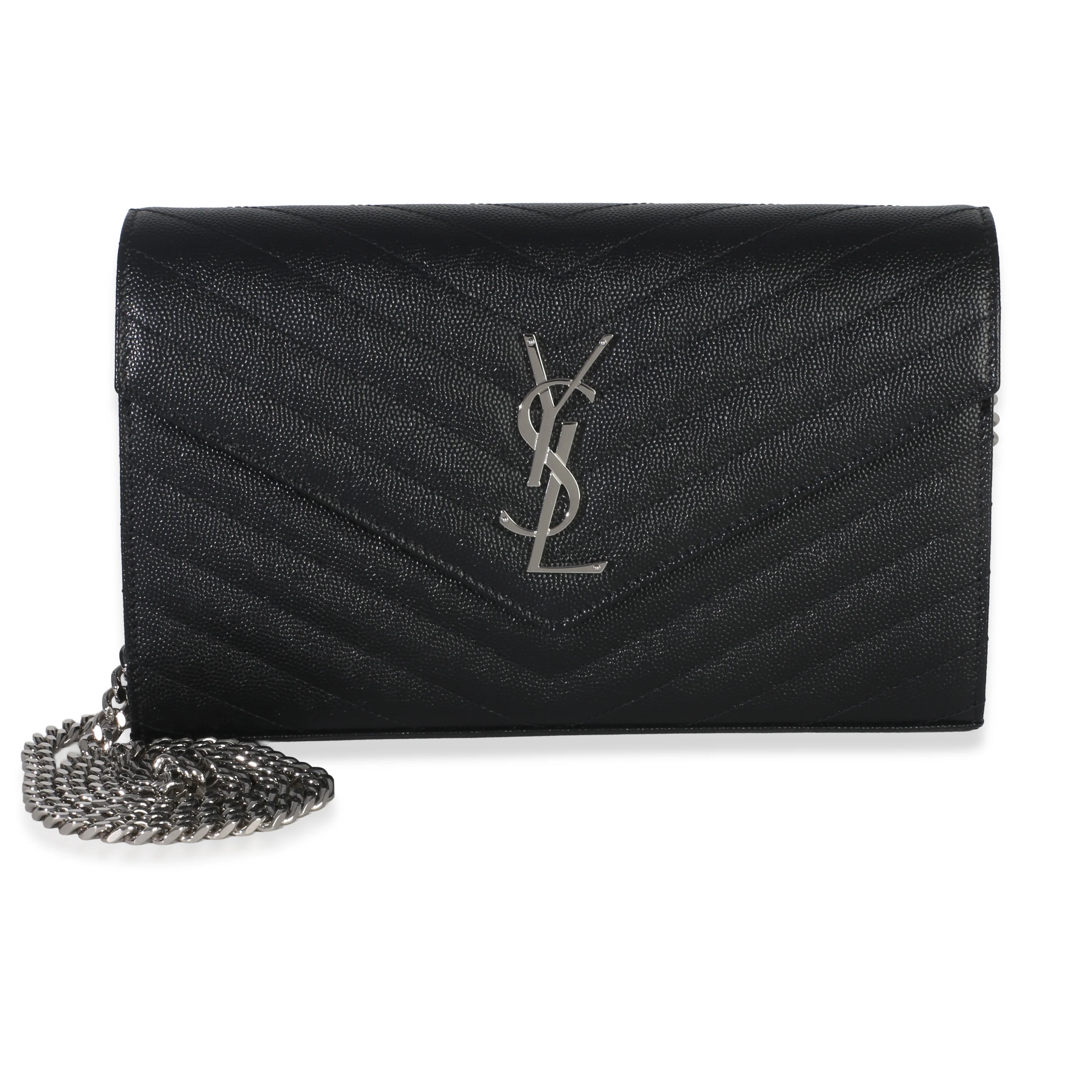 Black Grain De Poudre Cassandre Chain Wallet