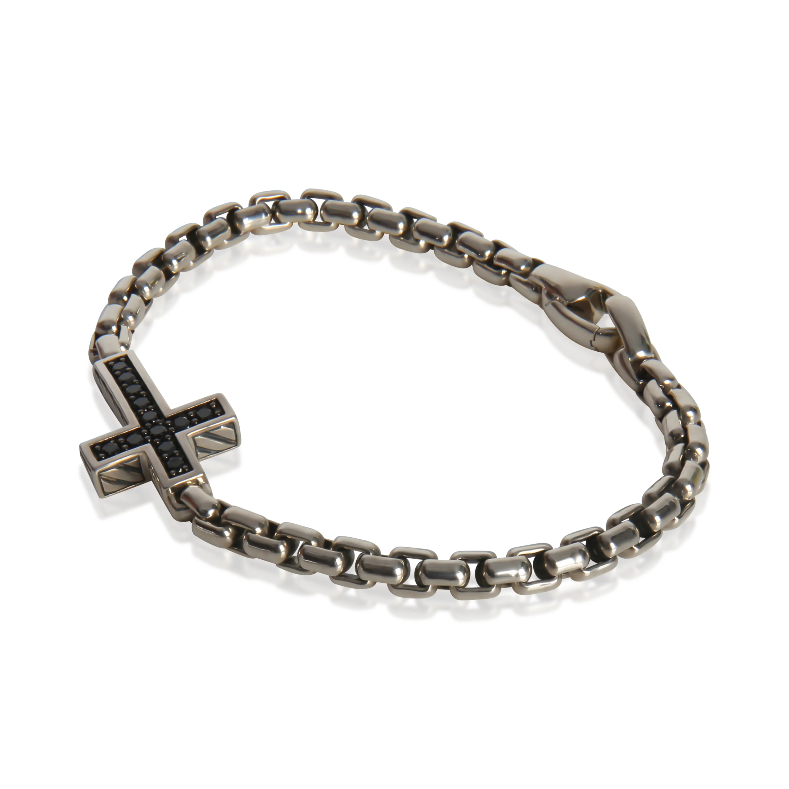 Sterling Silver Diamond Cross Station Bracelet - Image 2