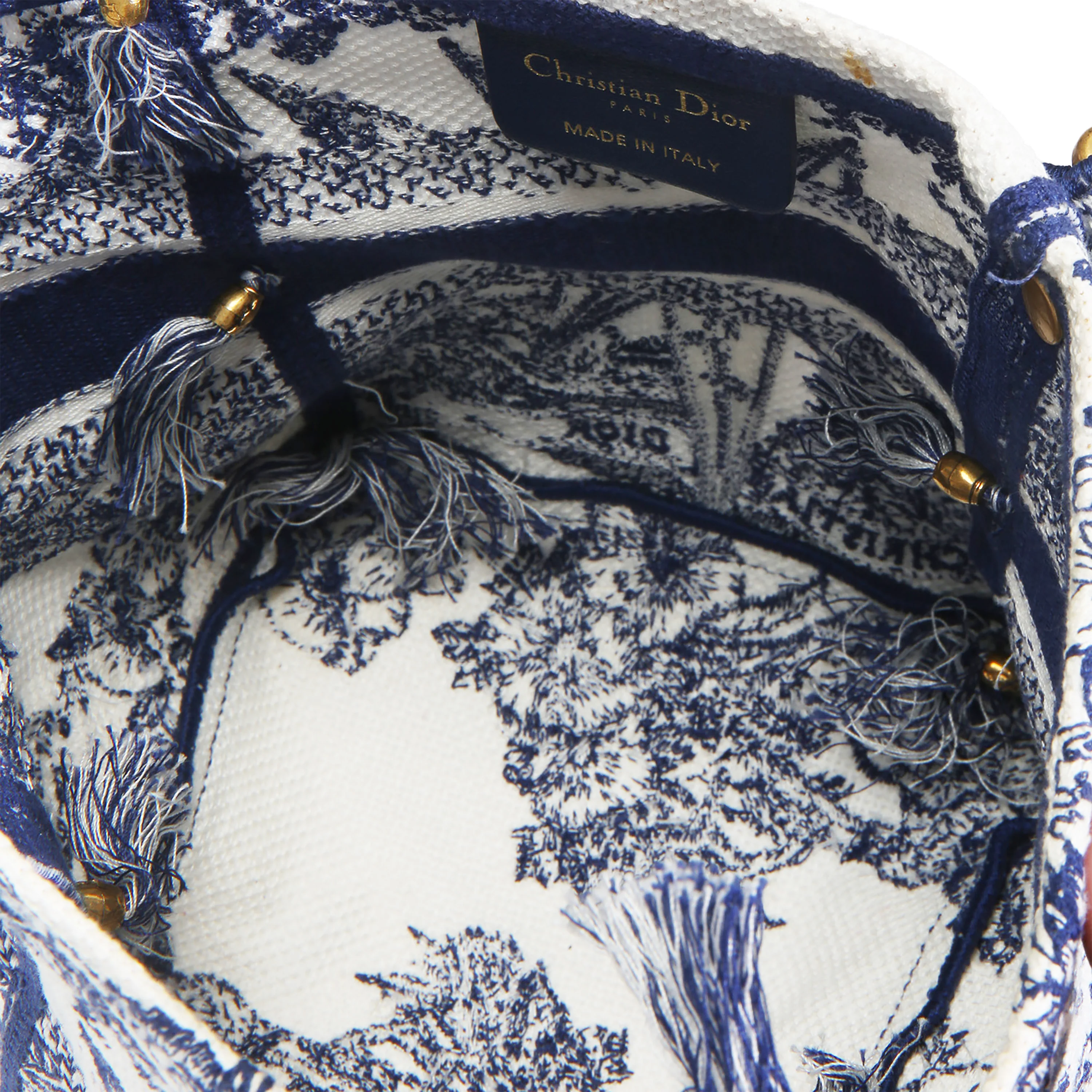 Blue Toile de Jouy Embroidery D-Bubble Bucket Bag - Image 6