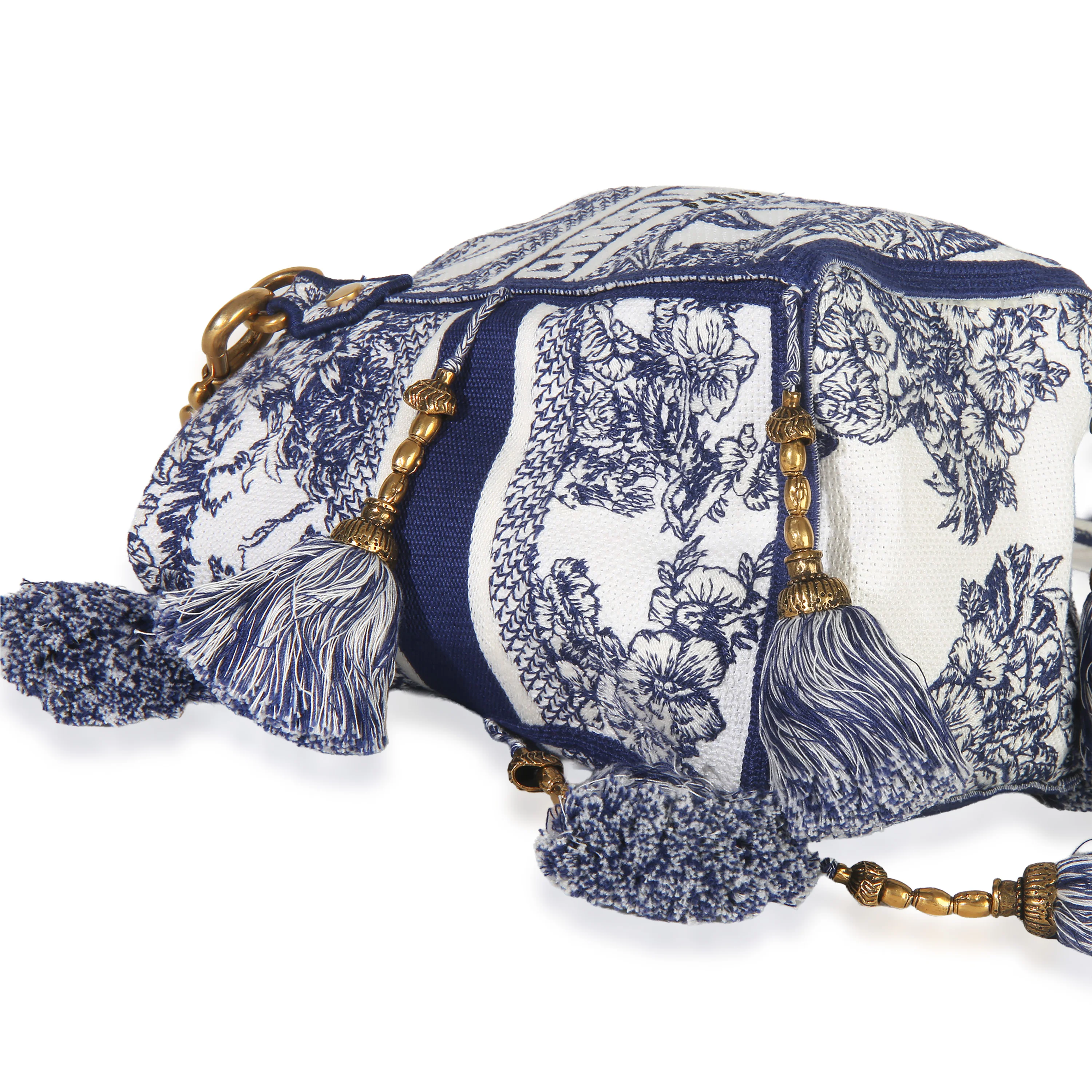 Blue Toile de Jouy Embroidery D-Bubble Bucket Bag - Image 7