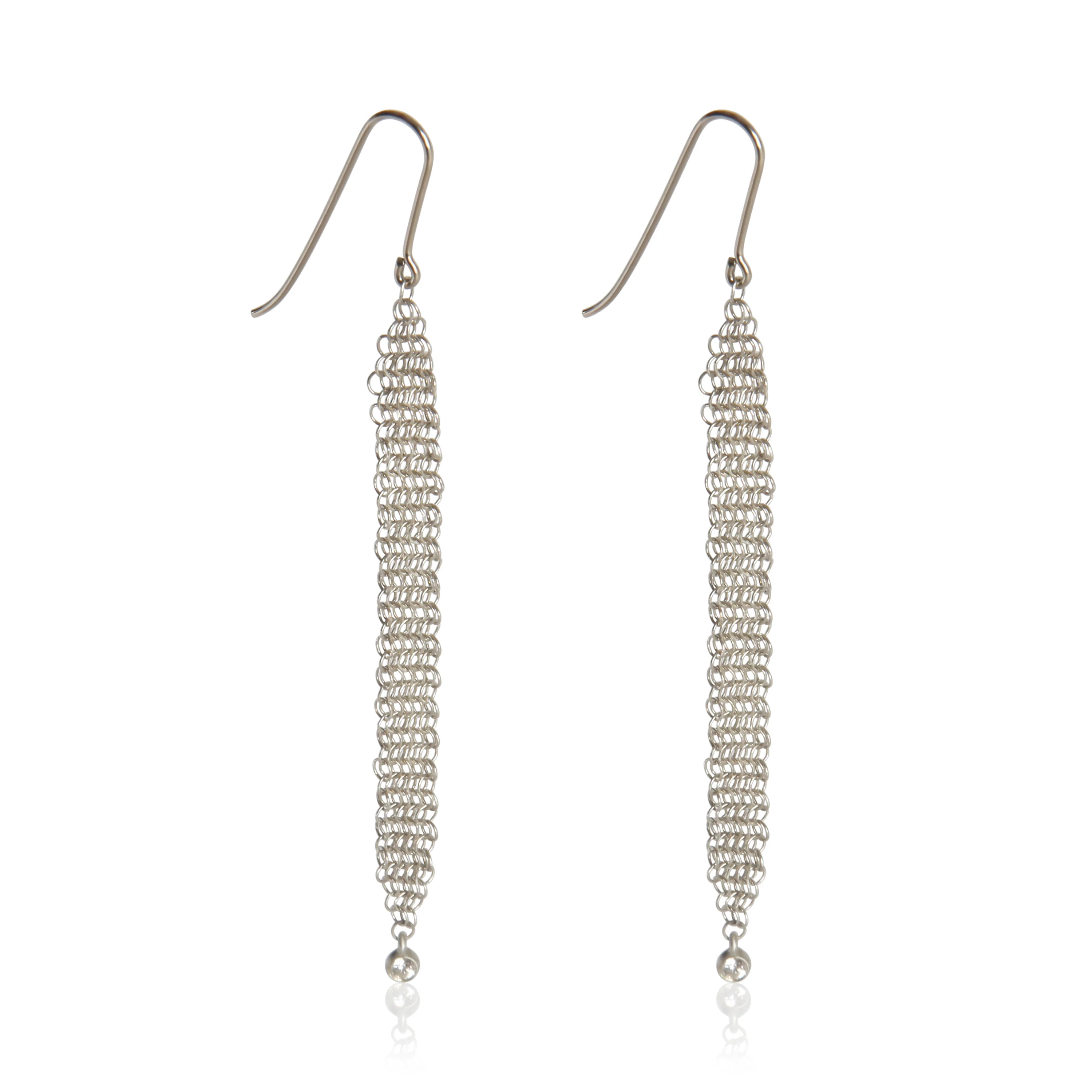 Sterling Silver Diamond Elsa Peretti Mesh Earrings - Image 2