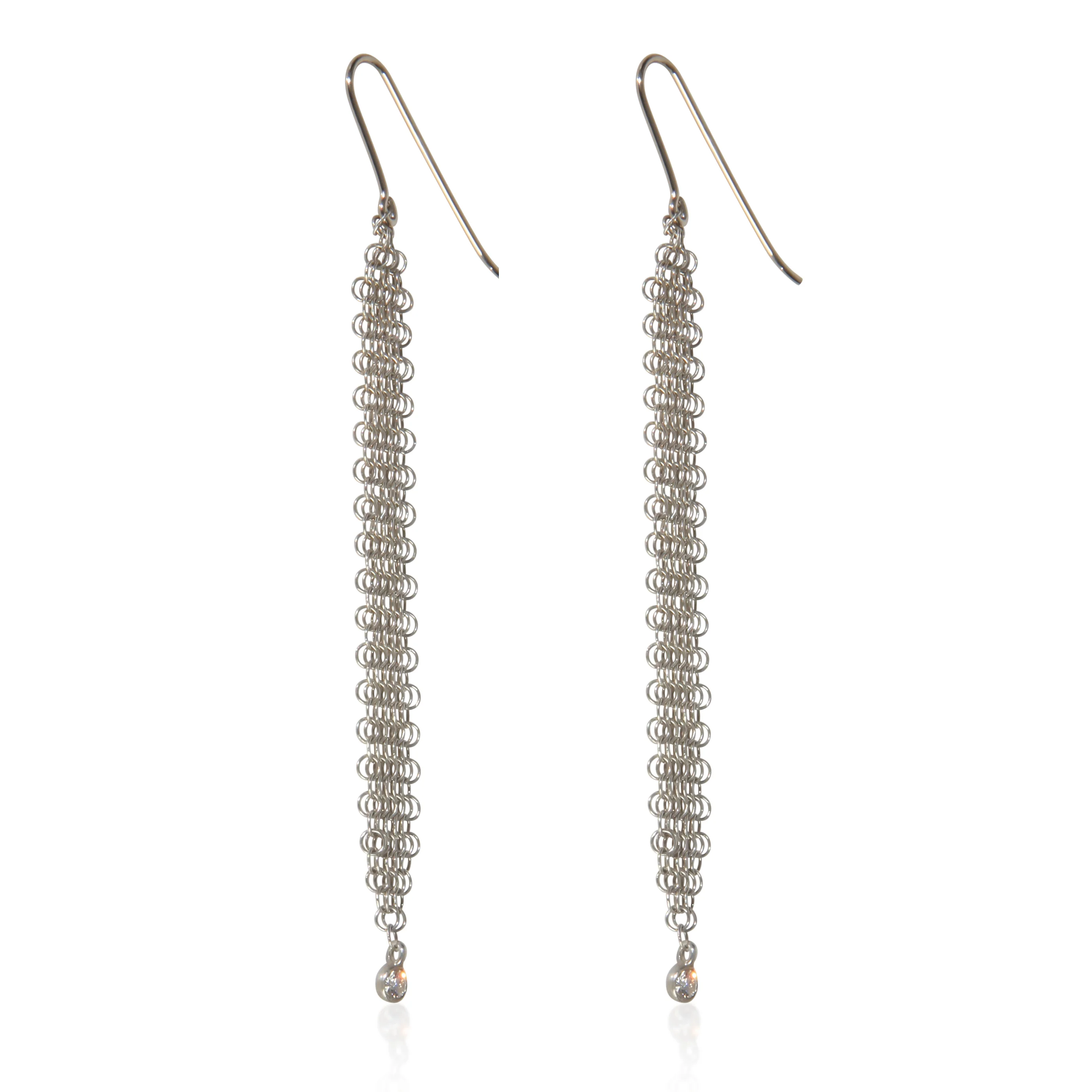 Sterling Silver Diamond Elsa Peretti Mesh Earrings - Image 3