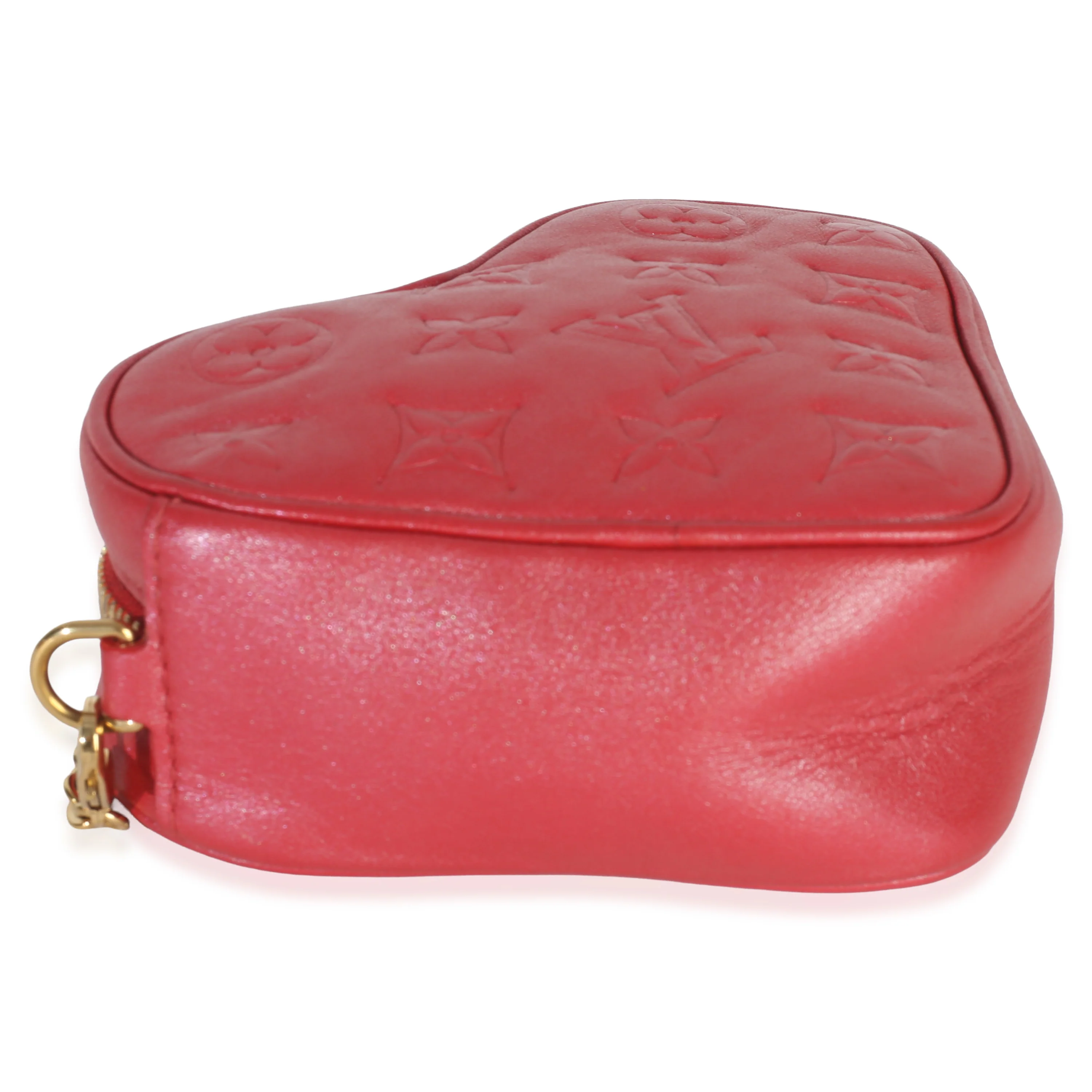Red Monogram Lambskin Embossed Sac Coeur Heart On Chain Bag - Image 6