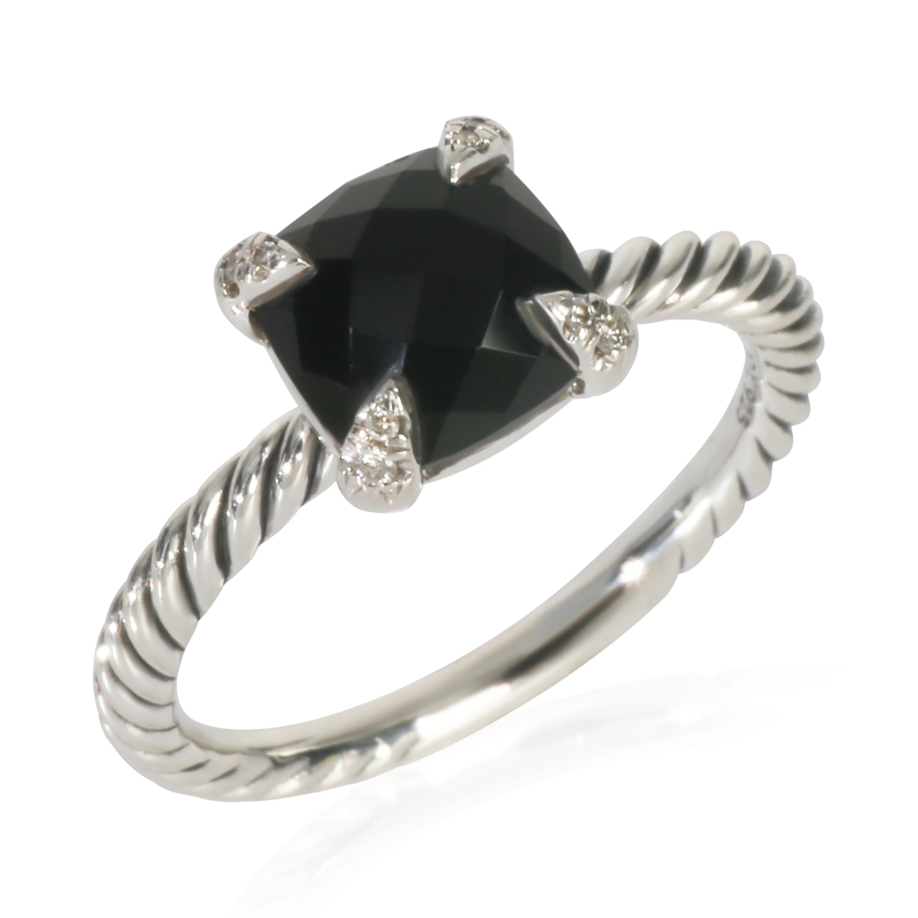 Sterling Silver Onyx and Diamond Chatelaine Ring - Image 4