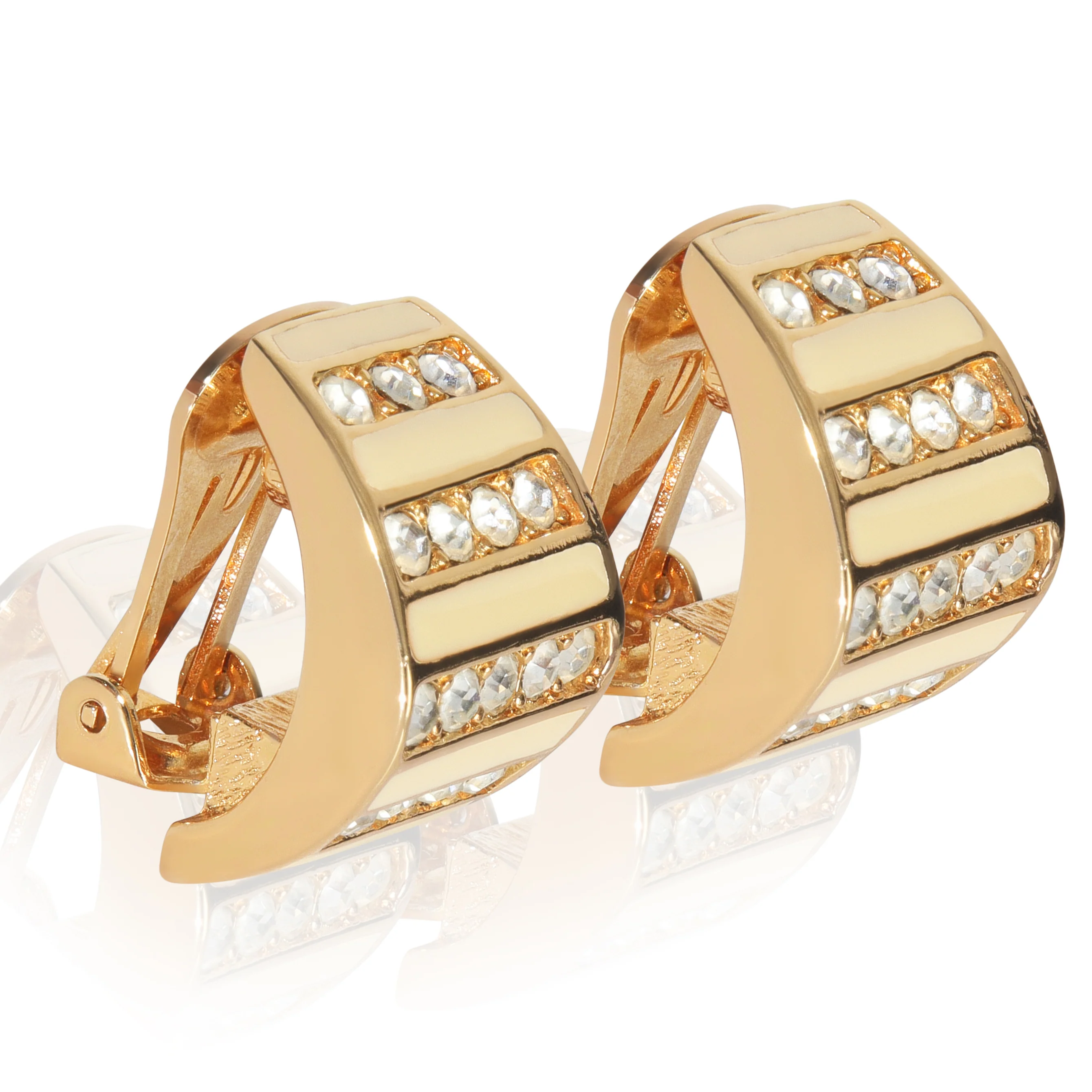 Gold-Plated Crystal Hoop Earrings - Image 2