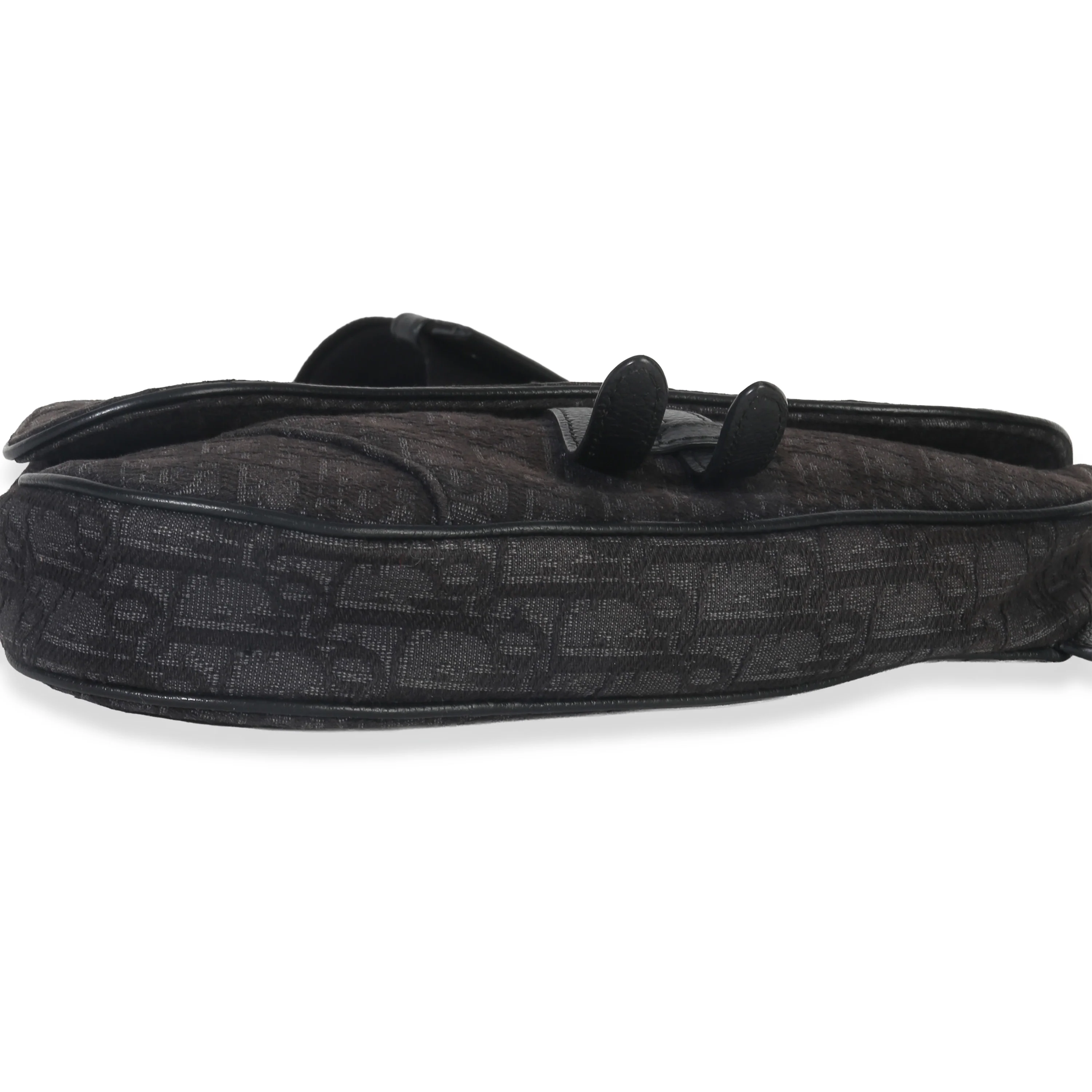 Black Oblique Jacquard Canvas Saddle Bag - Image 5