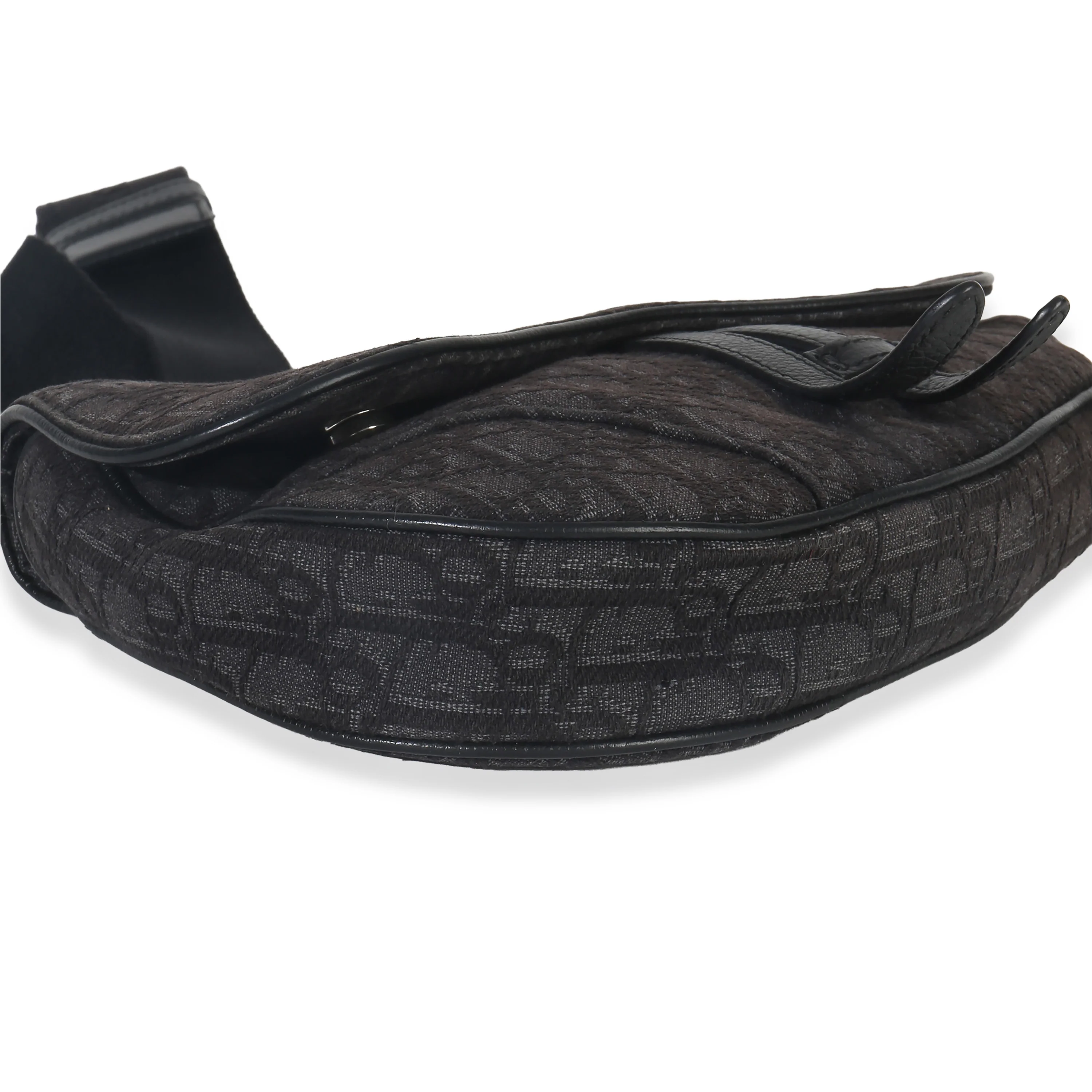 Black Oblique Jacquard Canvas Saddle Bag - Image 6